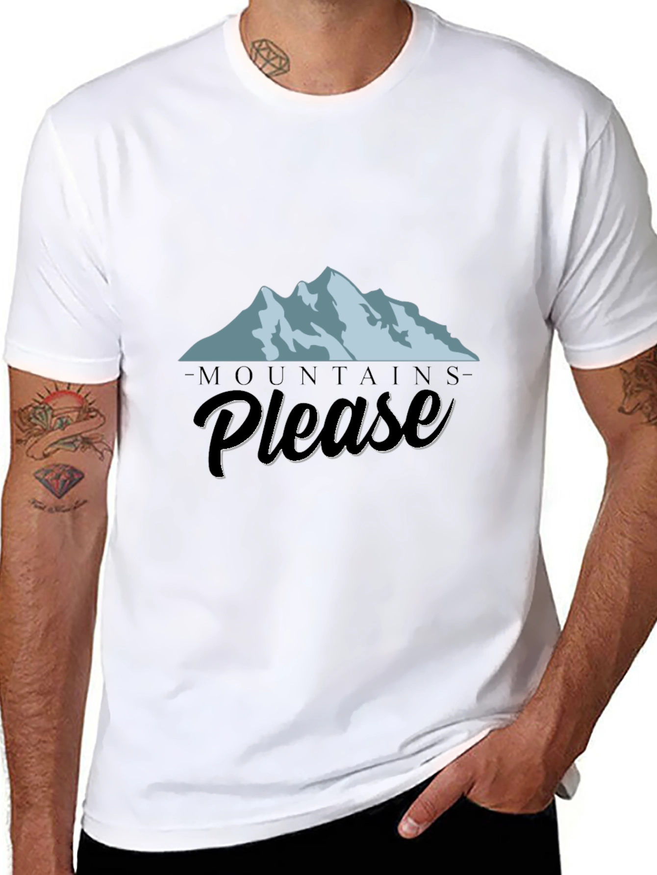 Black Mountains Please Graphic Tee - Black Cotton T-Shirt view 8