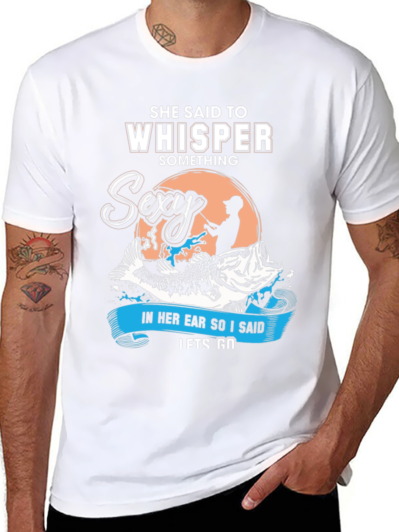 Black She Said To Whisper Sexy Fishing T-Shirt view 8
