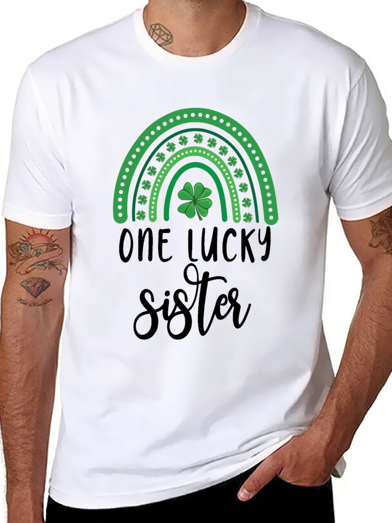 Black One Lucky Sister T-Shirt - St. Patrick's Day Tee view 8