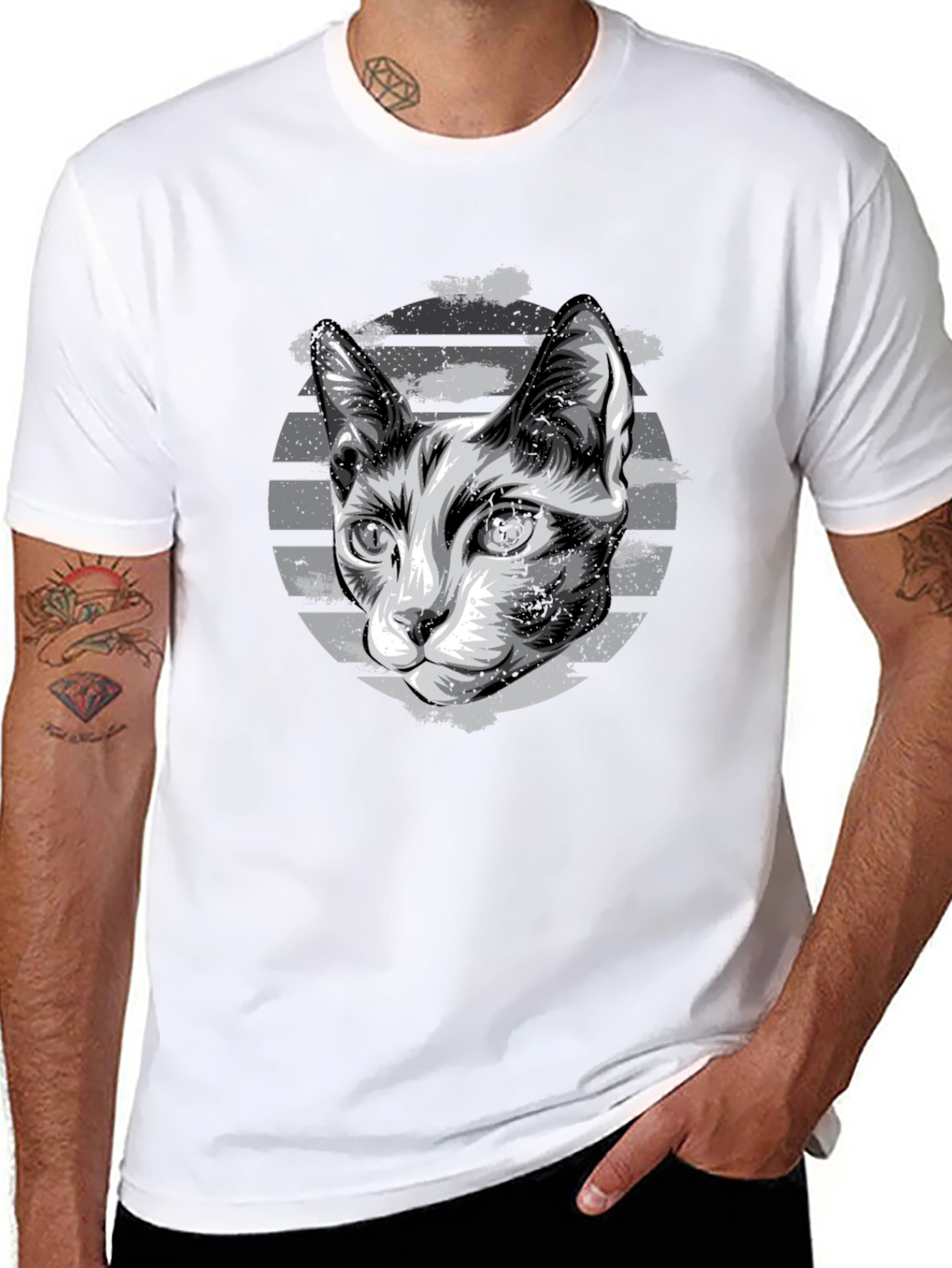 Black Cool Cat Graphic T-Shirt view 8