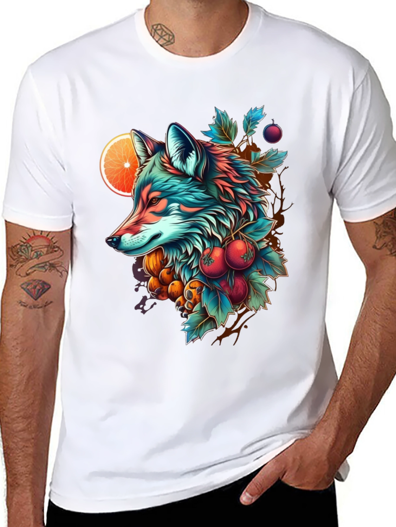 Black Vibrant Fox Graphic Tee - Unique Art Design view 8