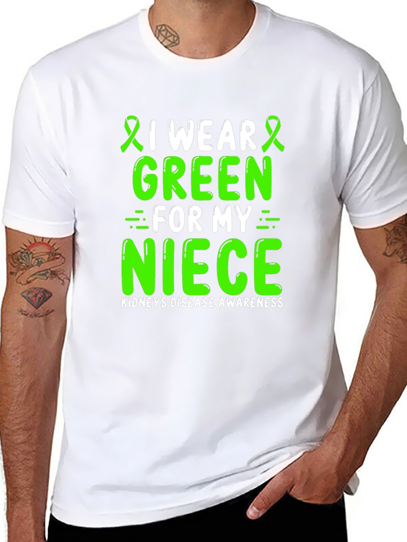 Kidney Disease Awareness T-Shirt - I Wear Green For My Niece - 8