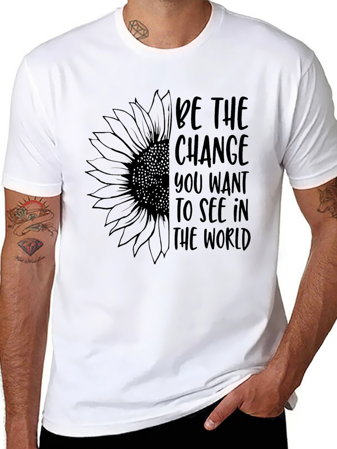 Black Be the Change Sunflower Graphic Tee view 8