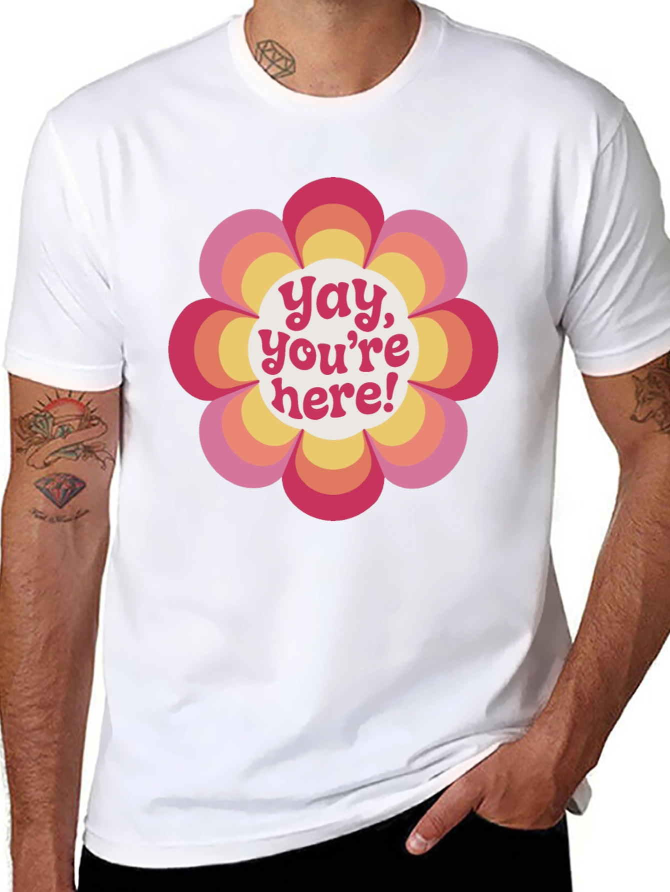 Black Retro Flower Power Graphic Tee - Yay, You're Here! view 8