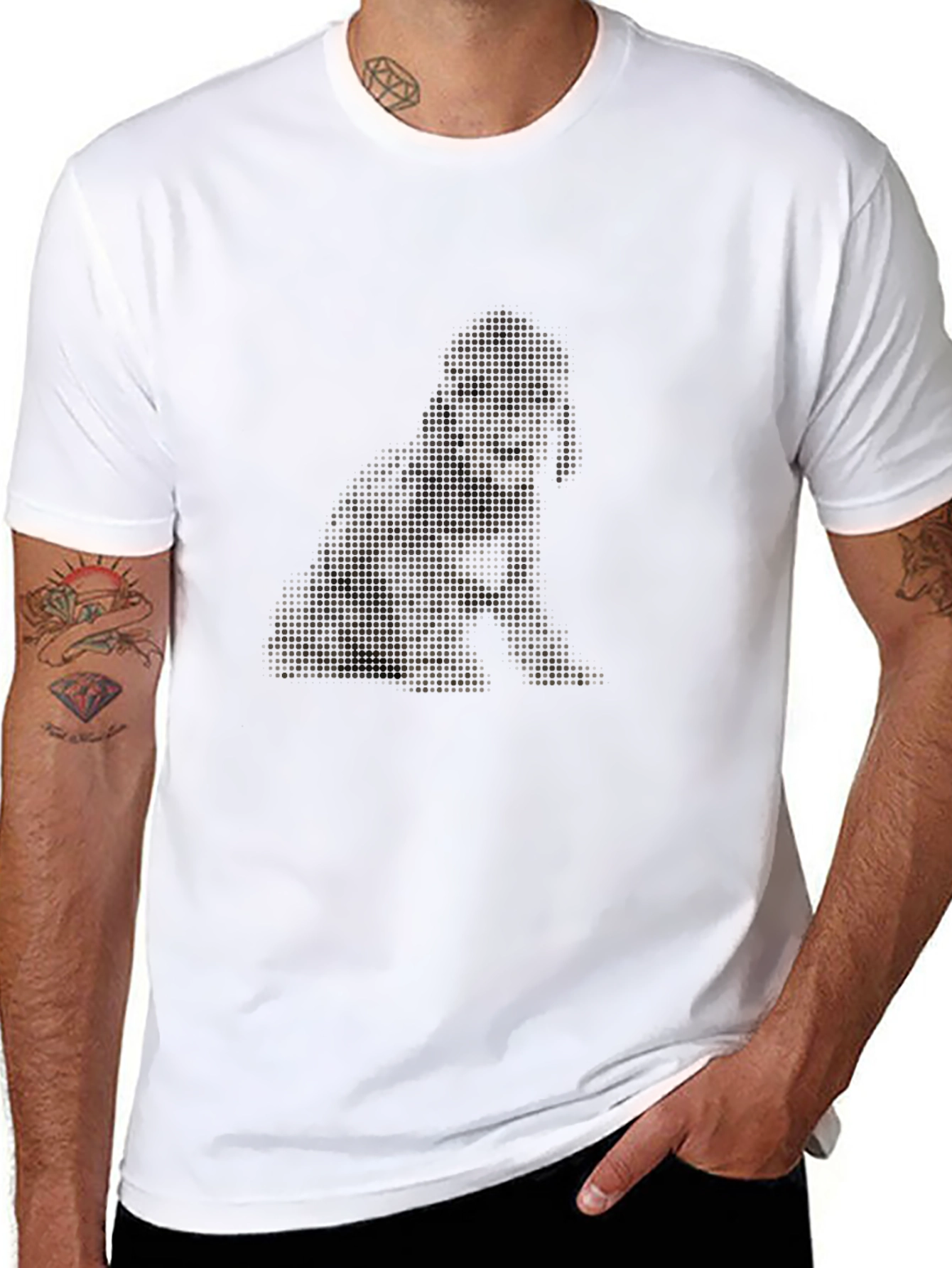 Black Dog Pixel Art Black T-Shirt view 8