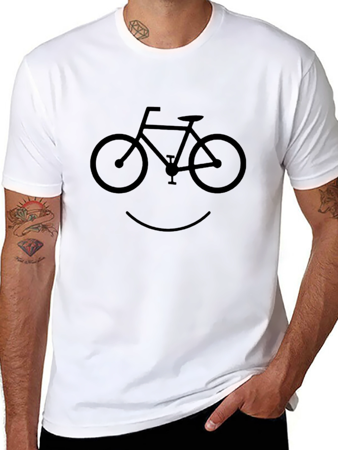 Black Bike Smile Graphic Tee - Cyclist Humor view 8