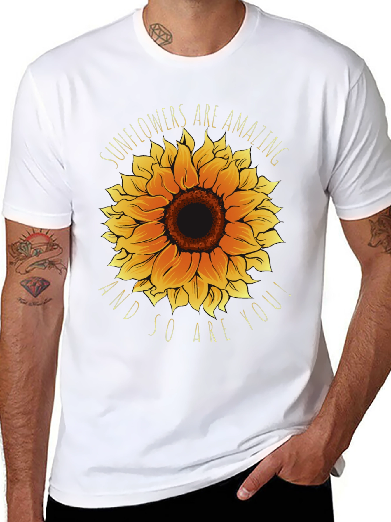 Black Sunflower Graphic Tee - You Are Amazing! view 8