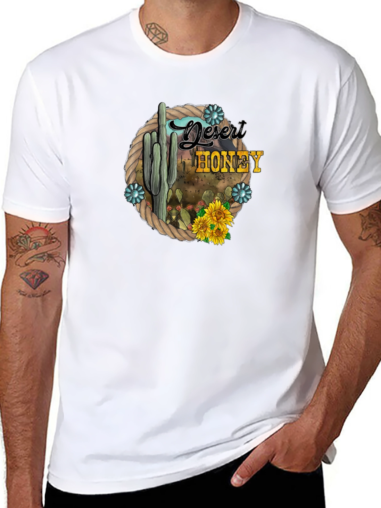 Black Desert Honey Cactus Graphic T-Shirt view 8