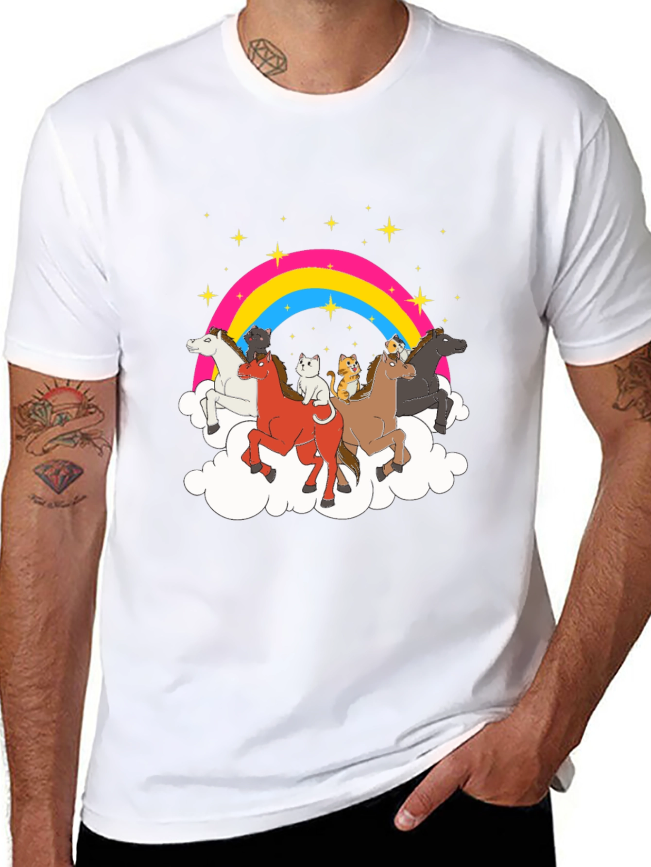 Black Rainbow Horse & Cat Tee view 8