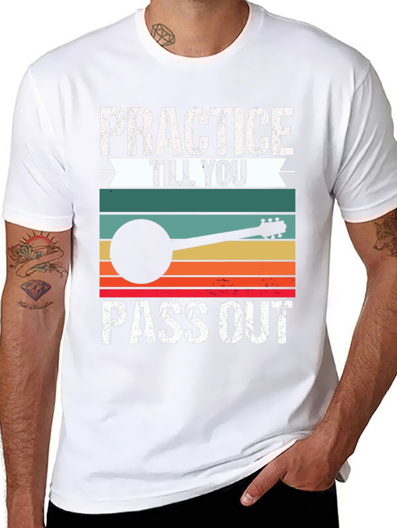 Black Practice Till You Pass Out Banjo T-Shirt view 8