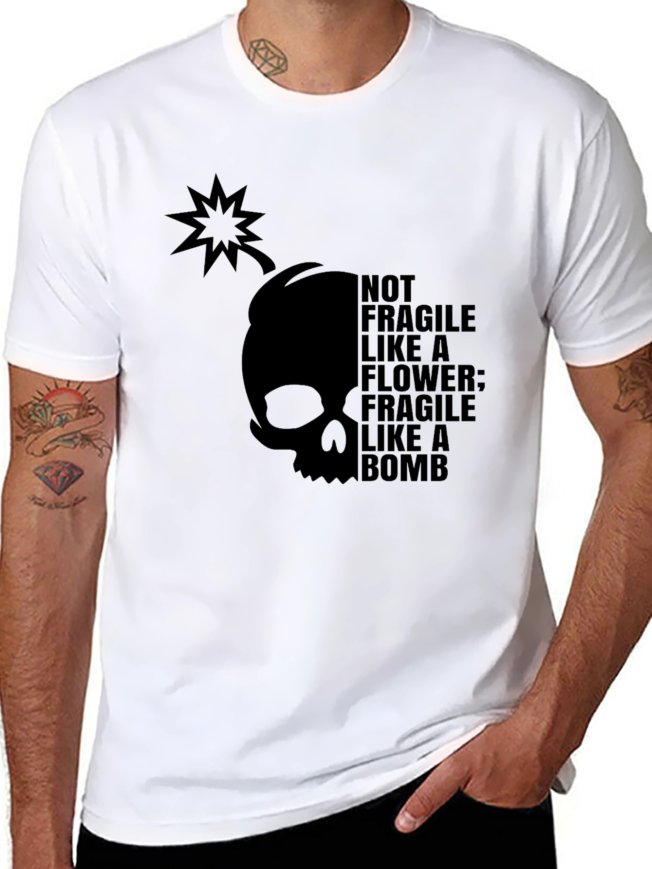 Black Fragile Like a Bomb T-Shirt - Men's Graphic Tee view 8