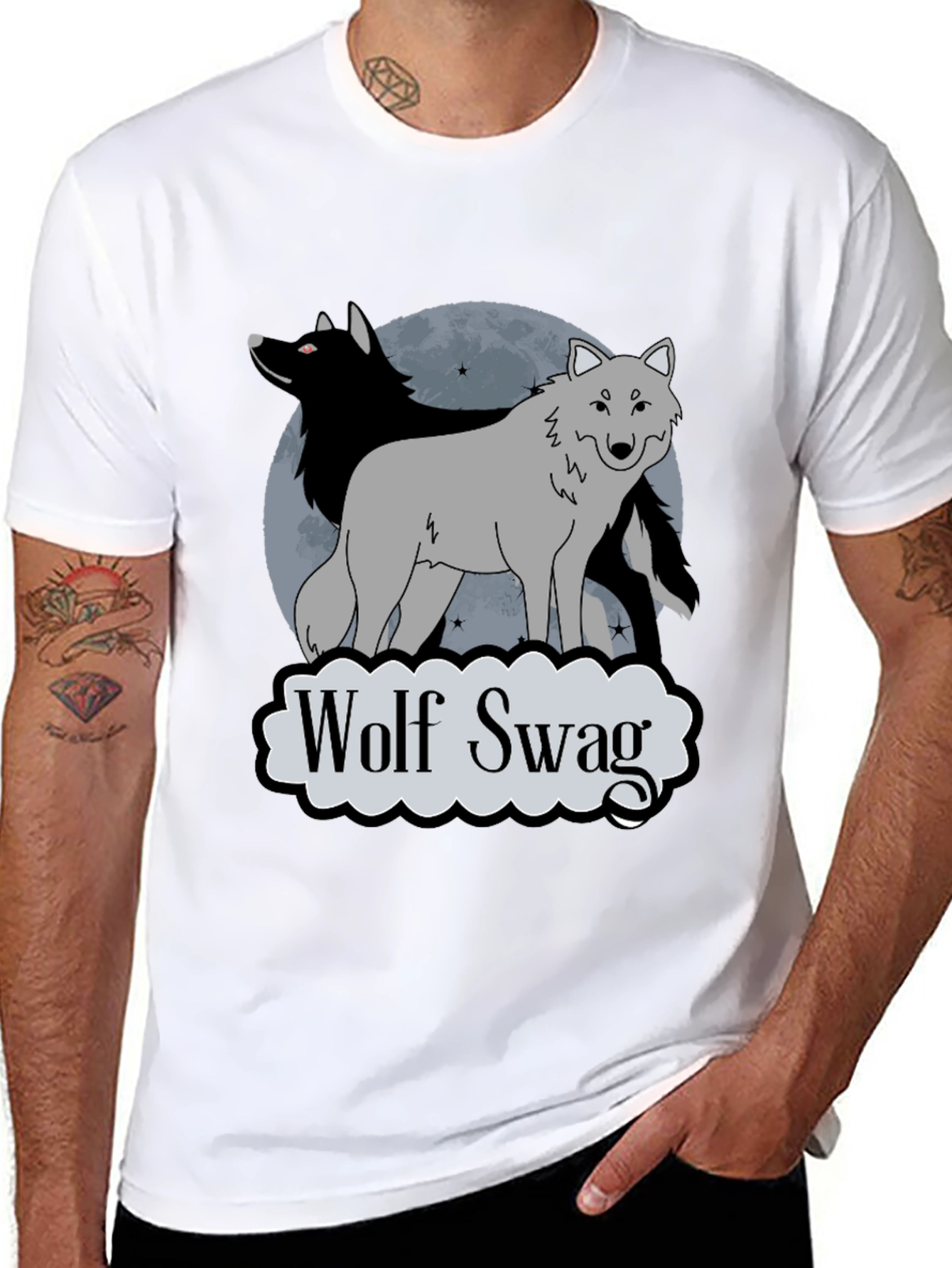 Black Wolf Swag T-Shirt - Graphic Tee view 8