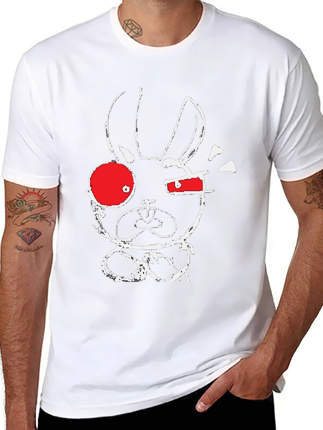 Black Abstract Bunny Graphic T-Shirt view 8