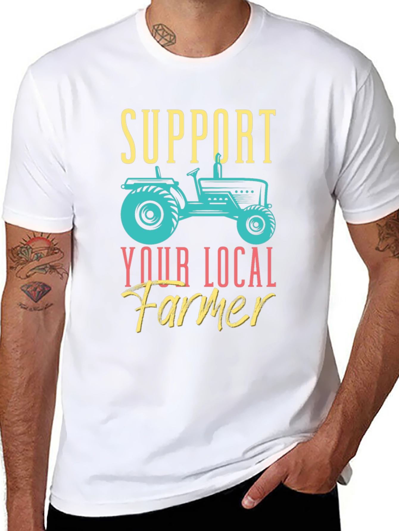 Black Support Local Farmer Graphic Tee view 8