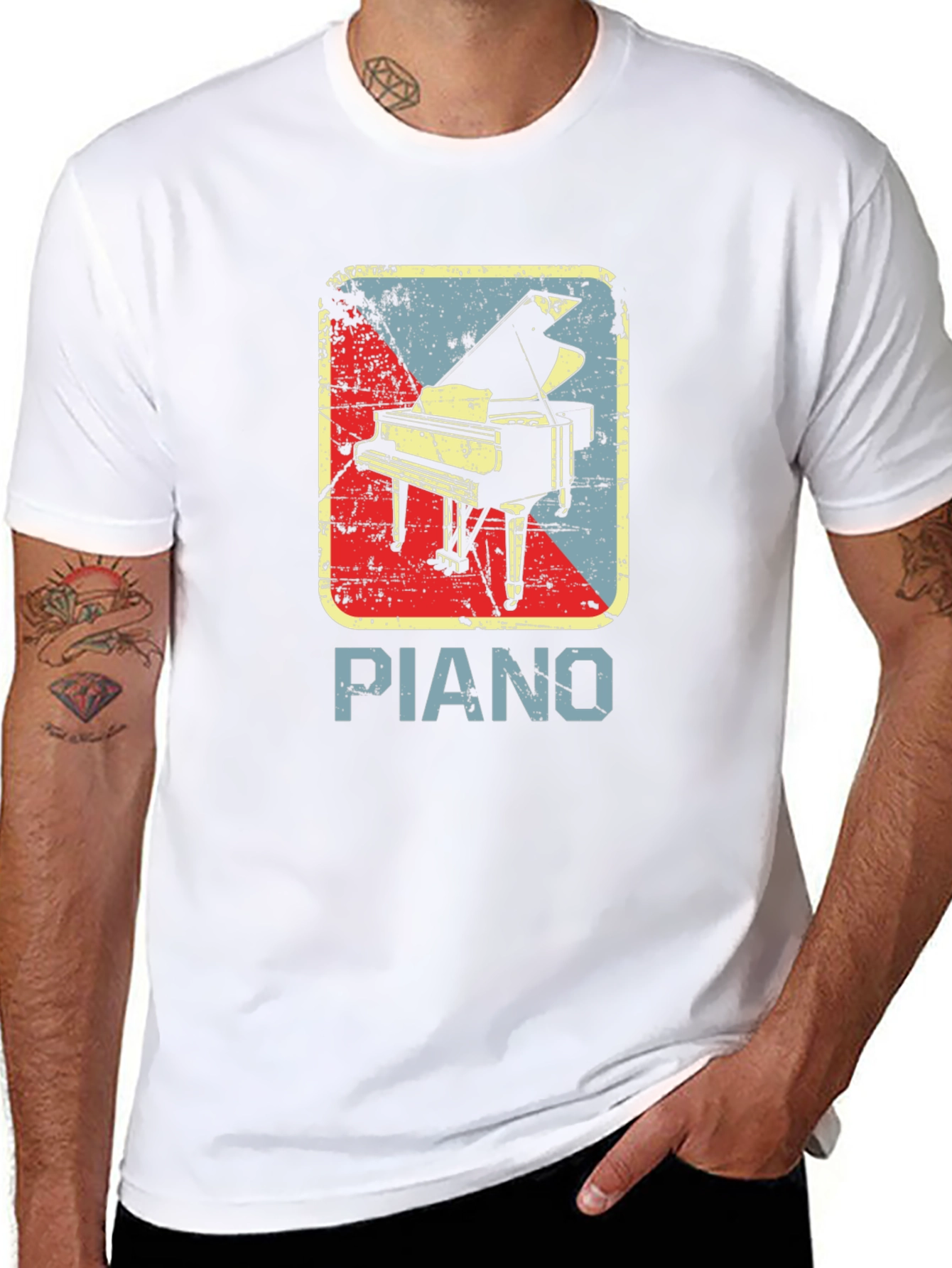 Black Vintage Piano Graphic T-Shirt - Retro Music Lover Tee view 8