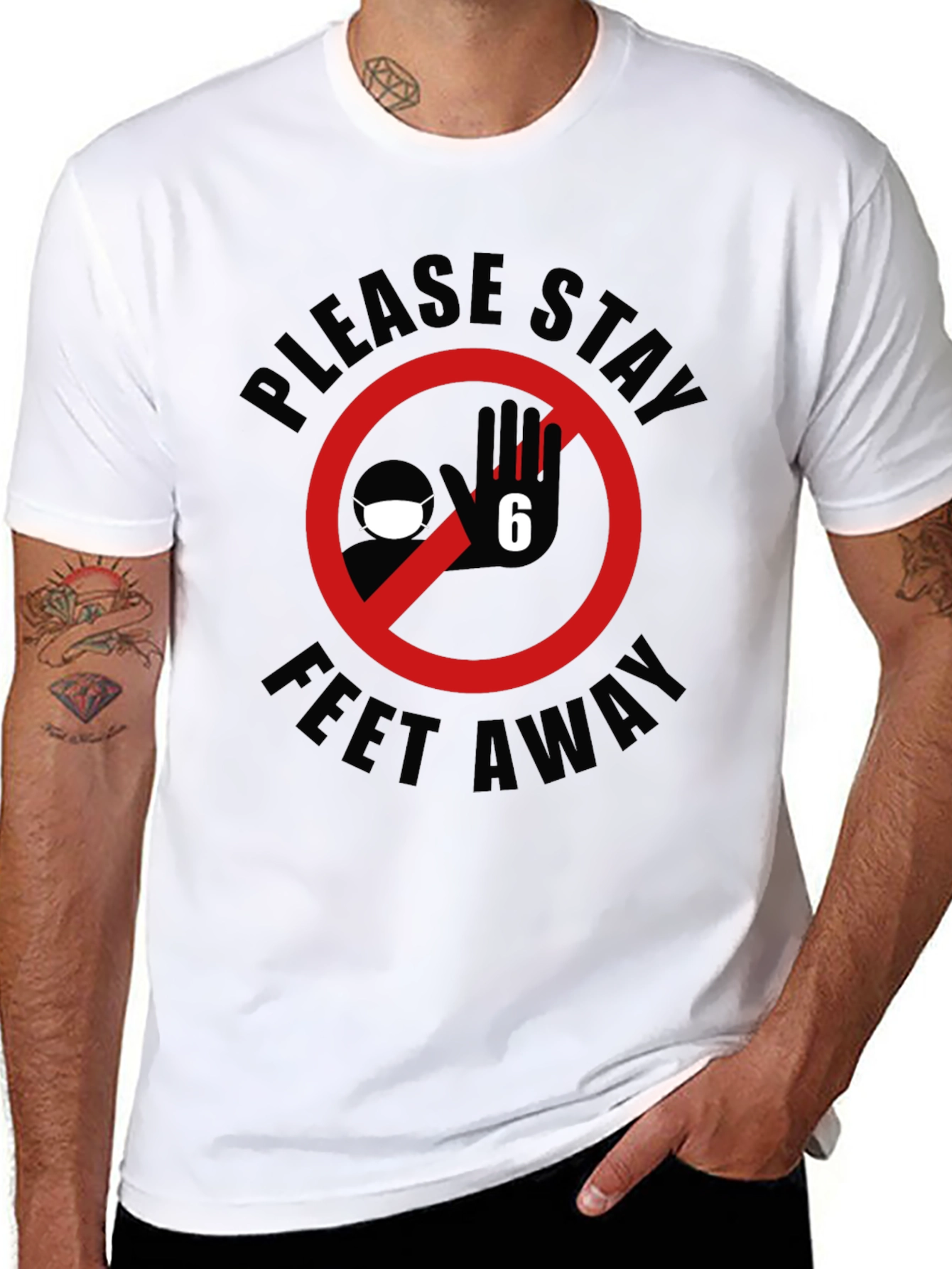 Black Stay Away T-Shirt - Social Distancing Tee view 8