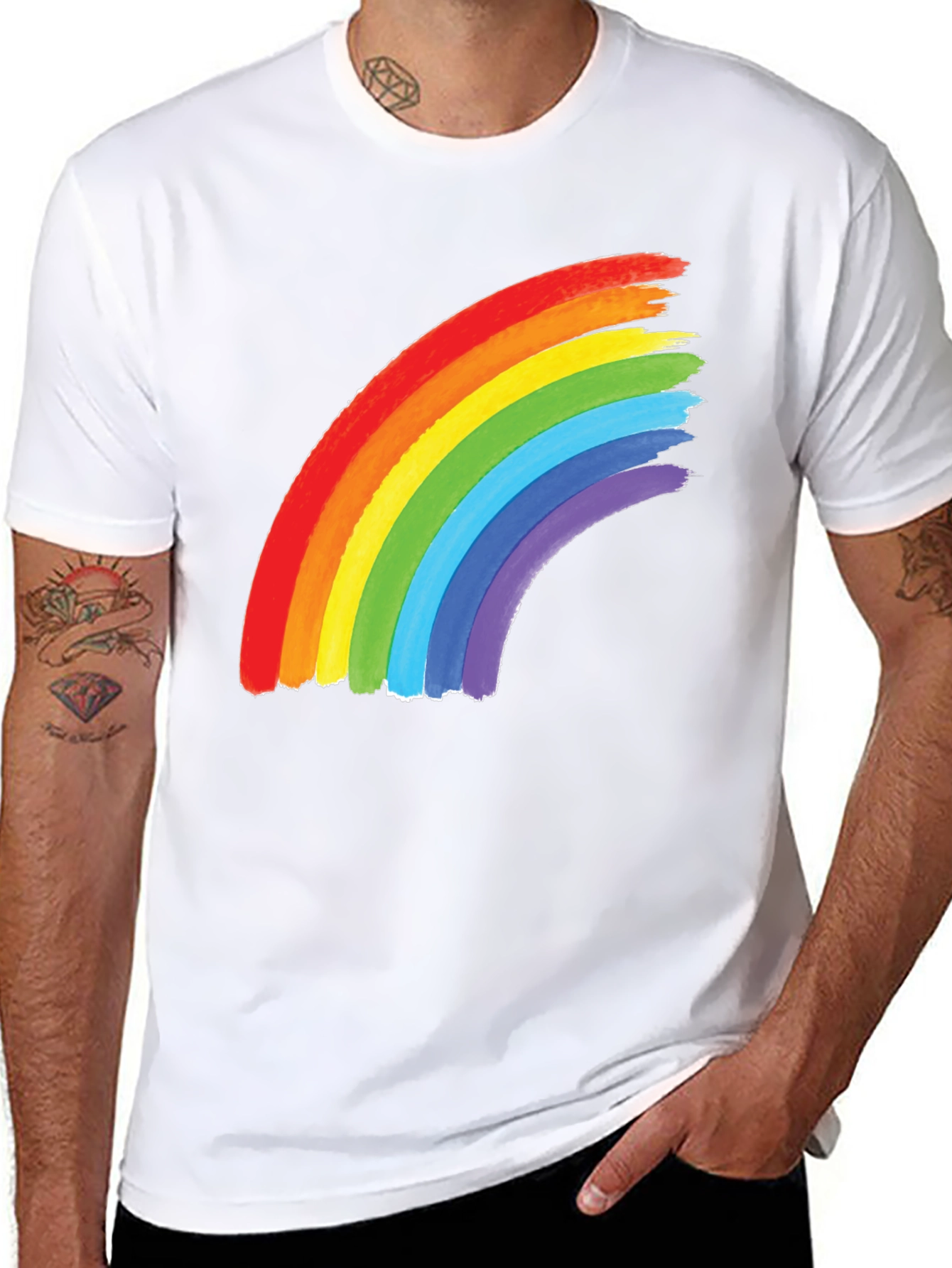 Black Rainbow Graphic Tee - Black Cotton Blend Shirt view 8