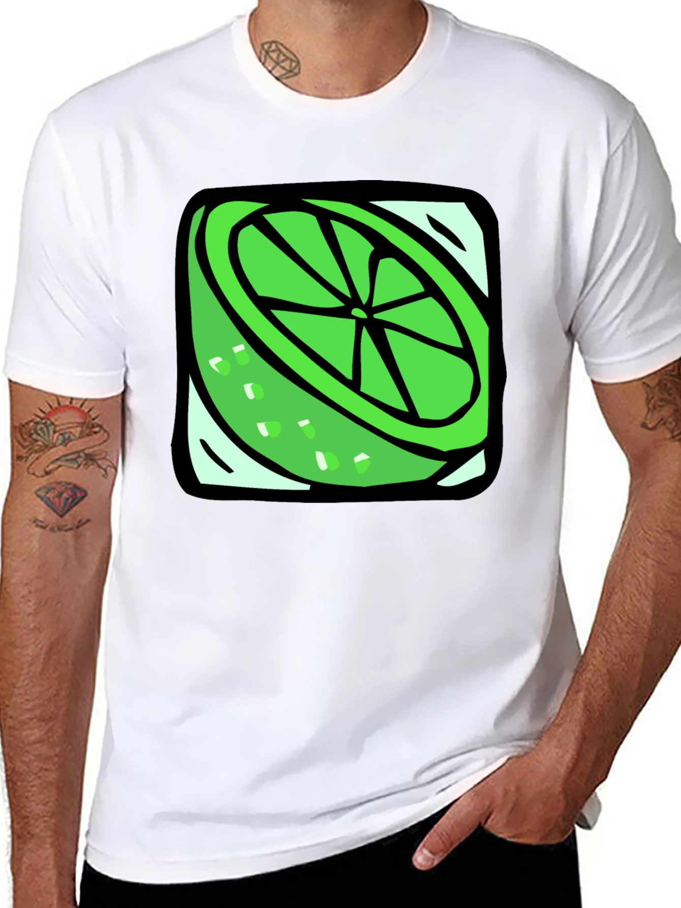 Black Lime Slice Graphic Tee - Fresh & Fun Design view 8