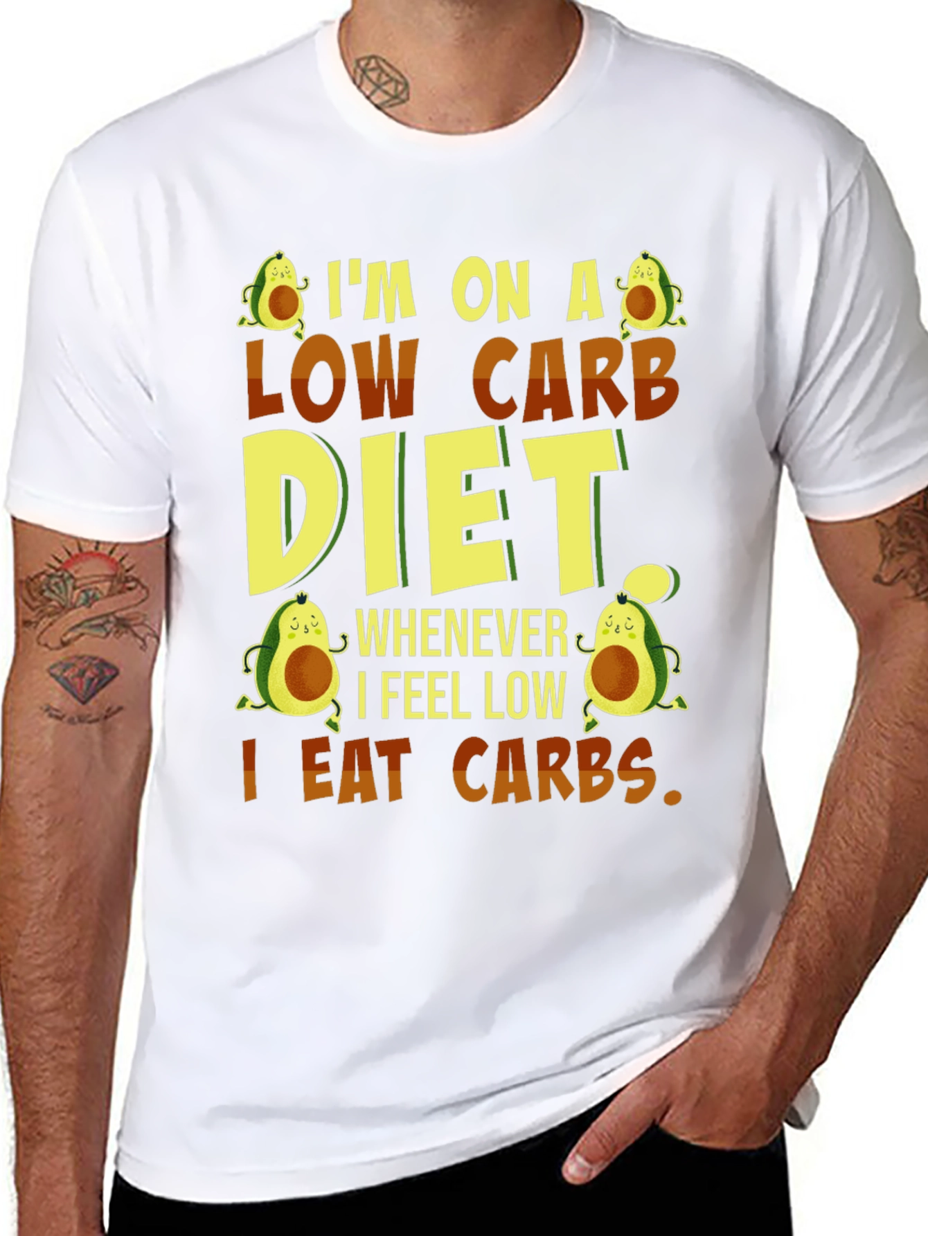 Black Low Carb Diet Funny T-Shirt view 8