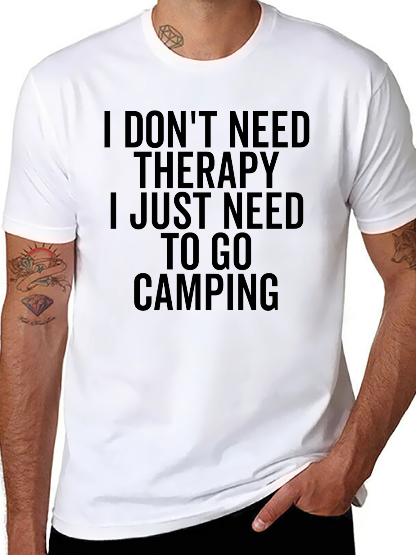 Black Camping Therapy Tee view 8