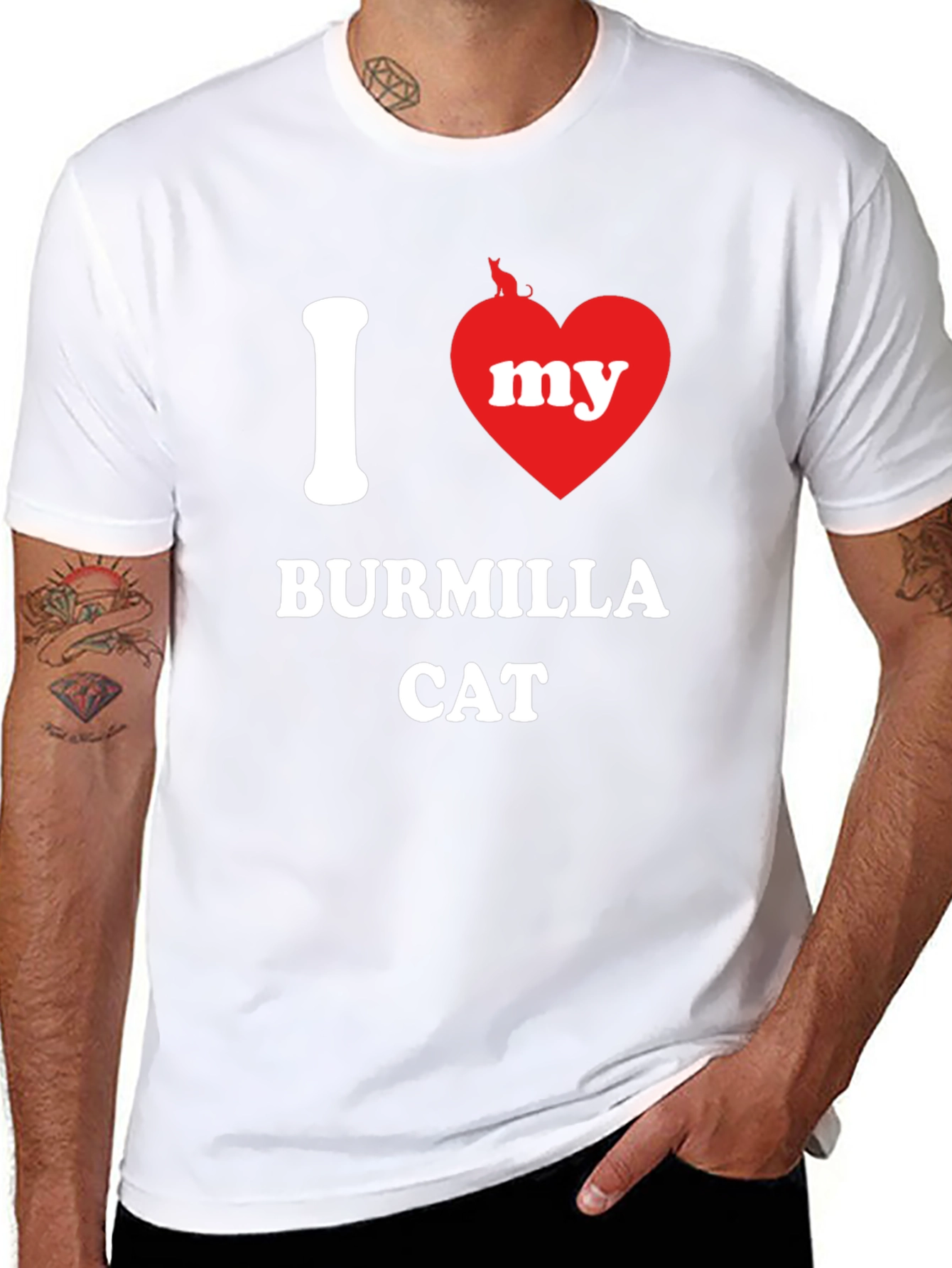 Black I Heart My Burmilla Cat Graphic T-Shirt view 8