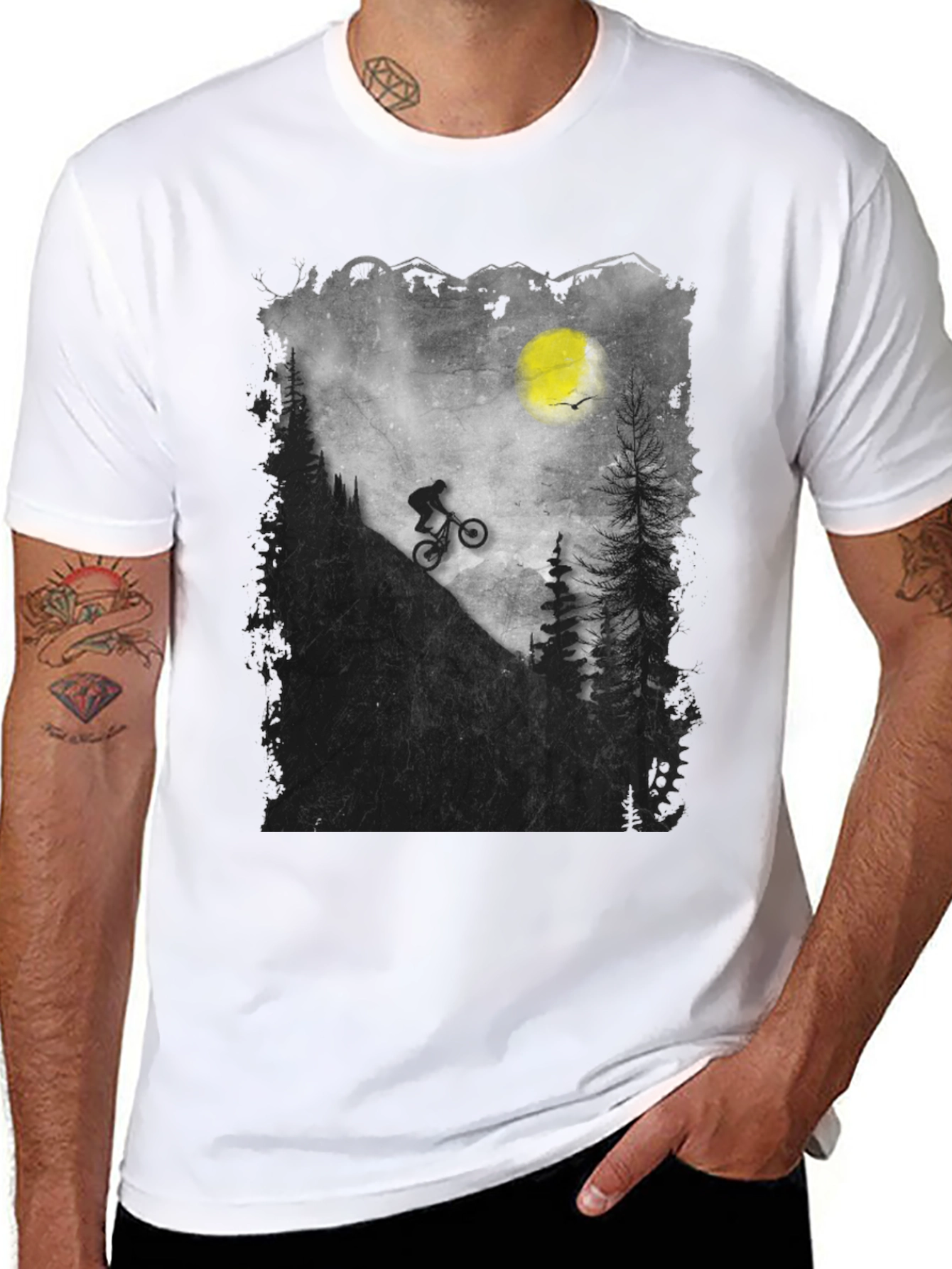 Black Mountain Biker Silhouette Graphic Tee view 8