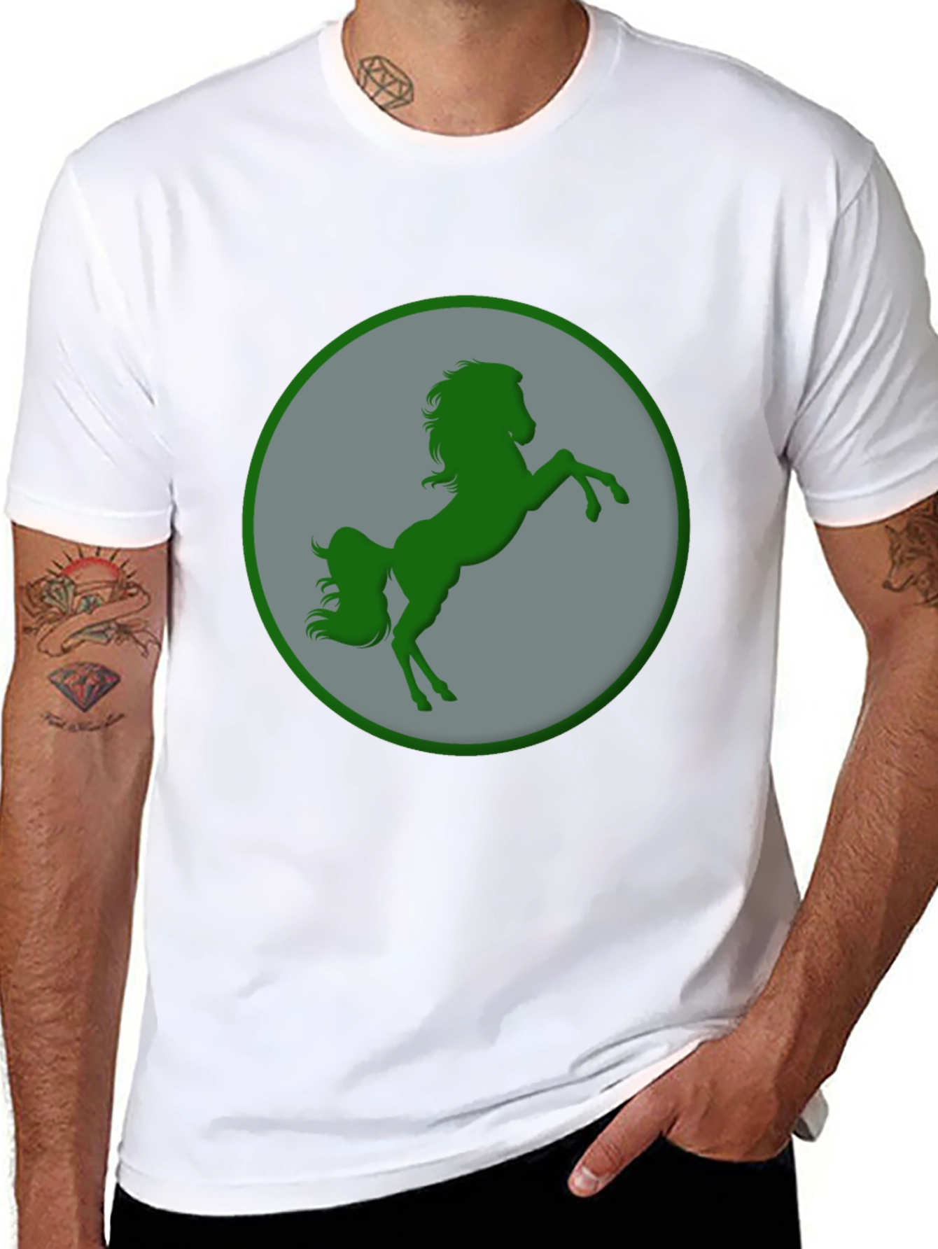 Black Green Horse Graphic Black T-Shirt view 8