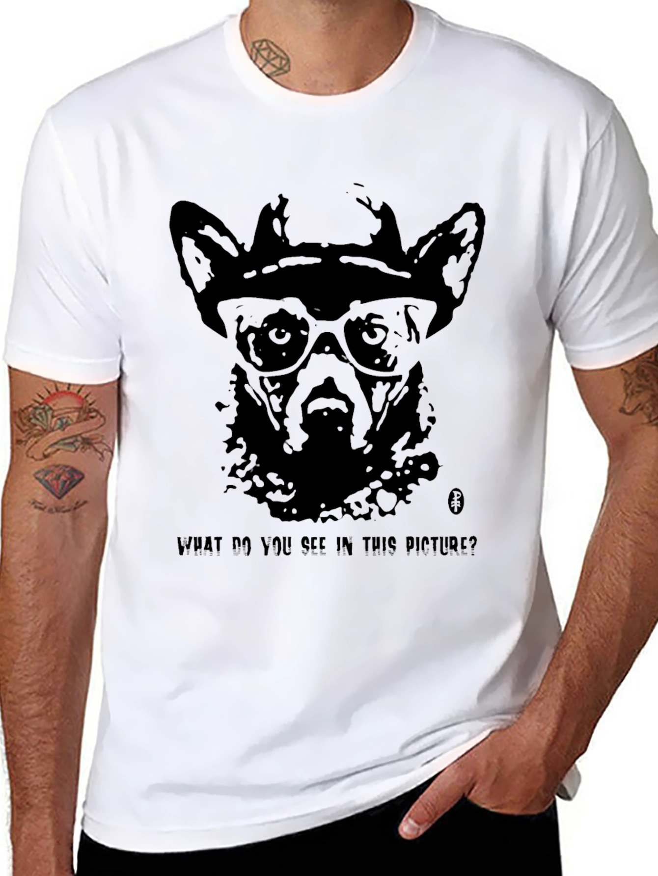 Black Dog with Glasses Graphic T-Shirt view 8