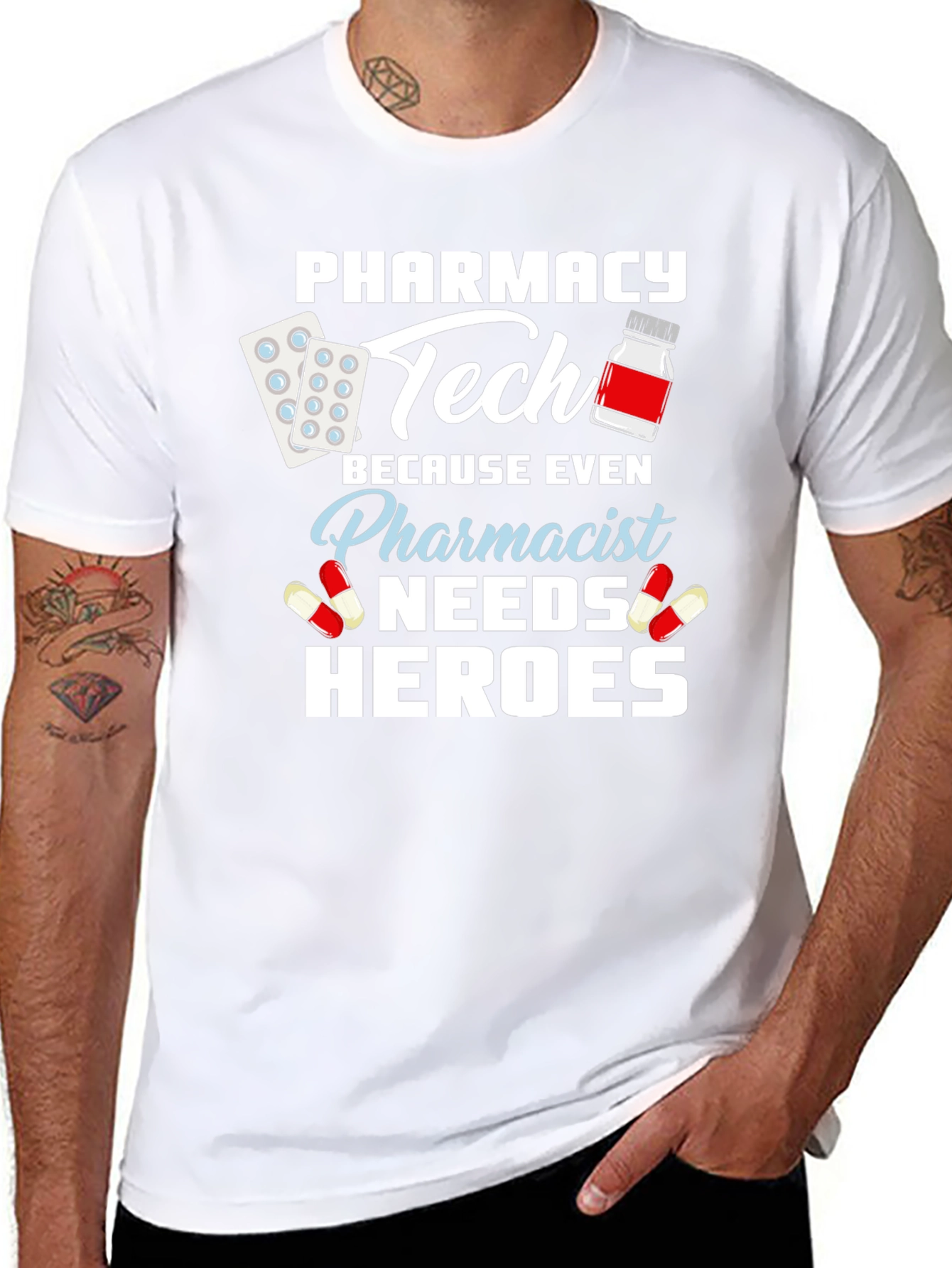 Black Pharmacy Tech Hero T-Shirt - Pharmacist Appreciation Gift view 8