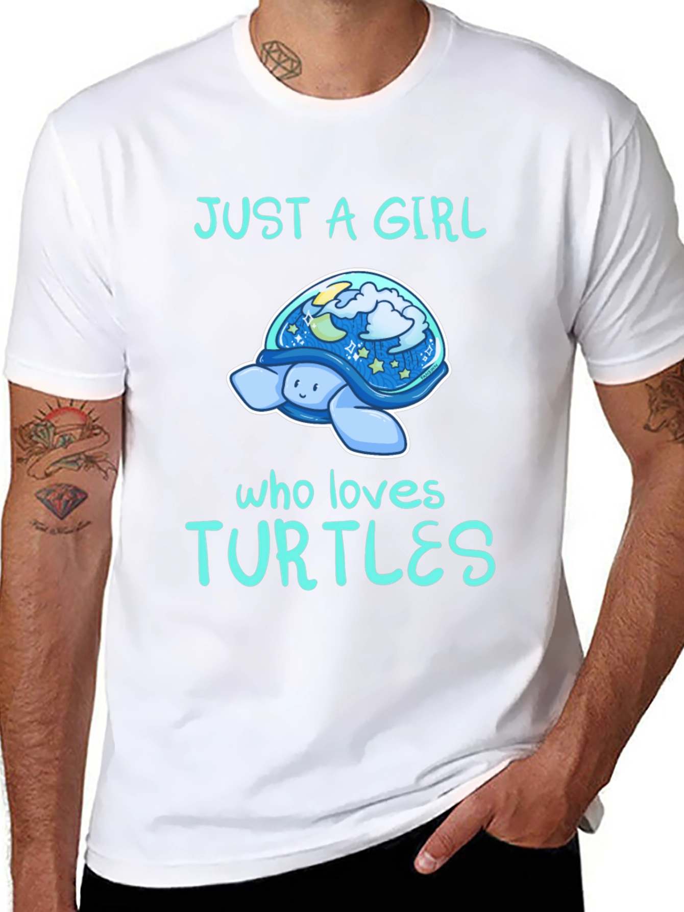 Black Just A Girl Who Loves Turtles T-Shirt view 8