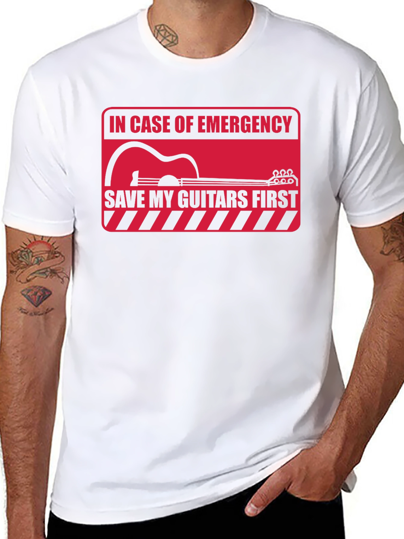 Black Save My Guitars First T-Shirt view 8