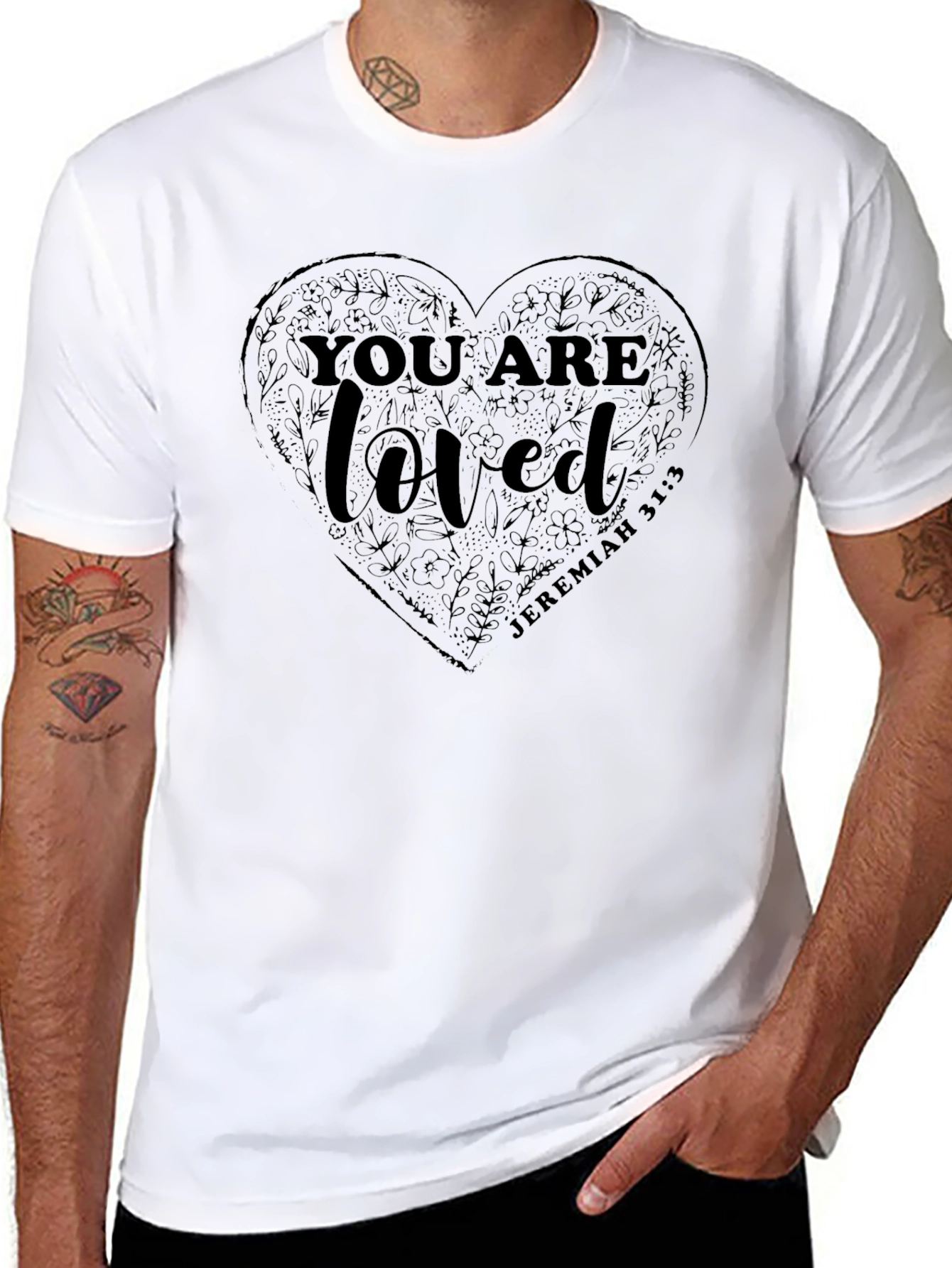 Black You Are Loved Heart Graphic T-Shirt view 8