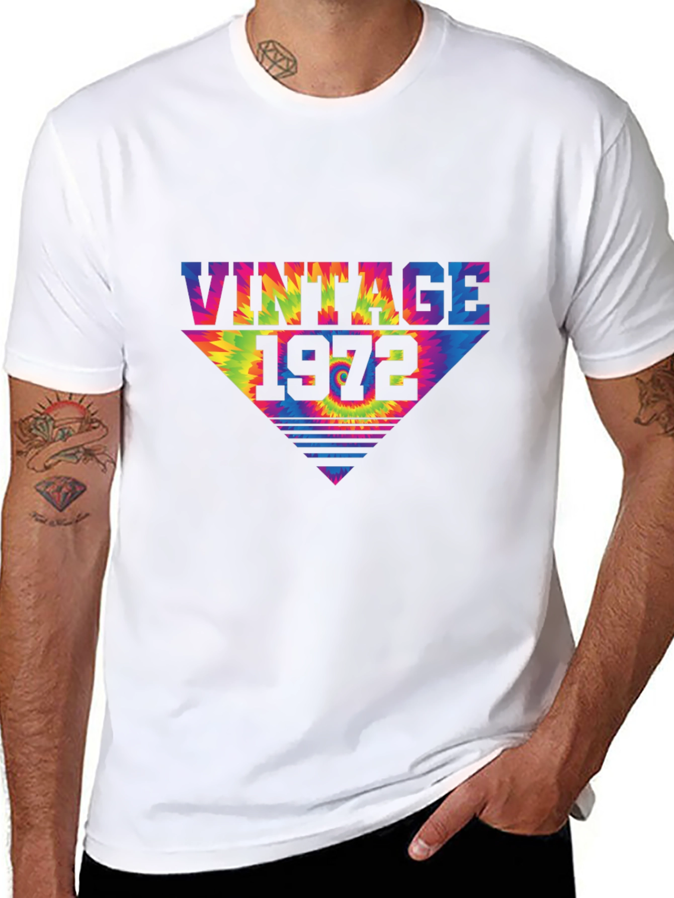 Black Vintage 1972 Tie Dye T-Shirt Retro Birthday Tee view 8