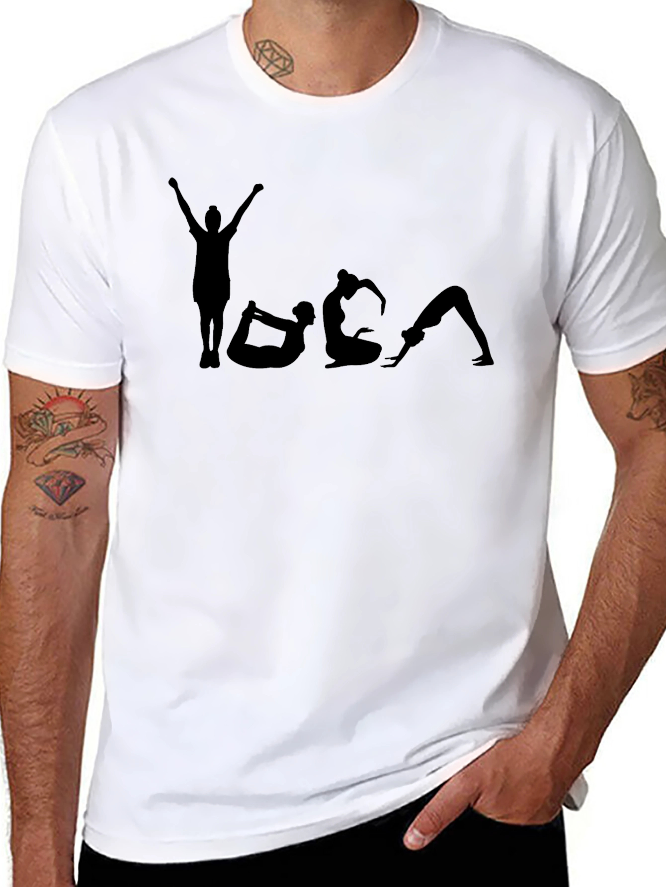 Black Yoga Poses Black Graphic Tee Shirt view 8