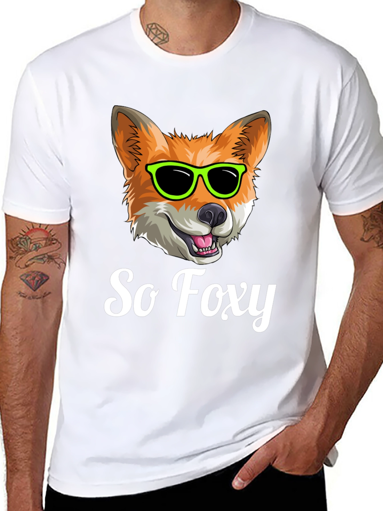 Black So Foxy T-Shirt - Cool Fox with Sunglasses view 8