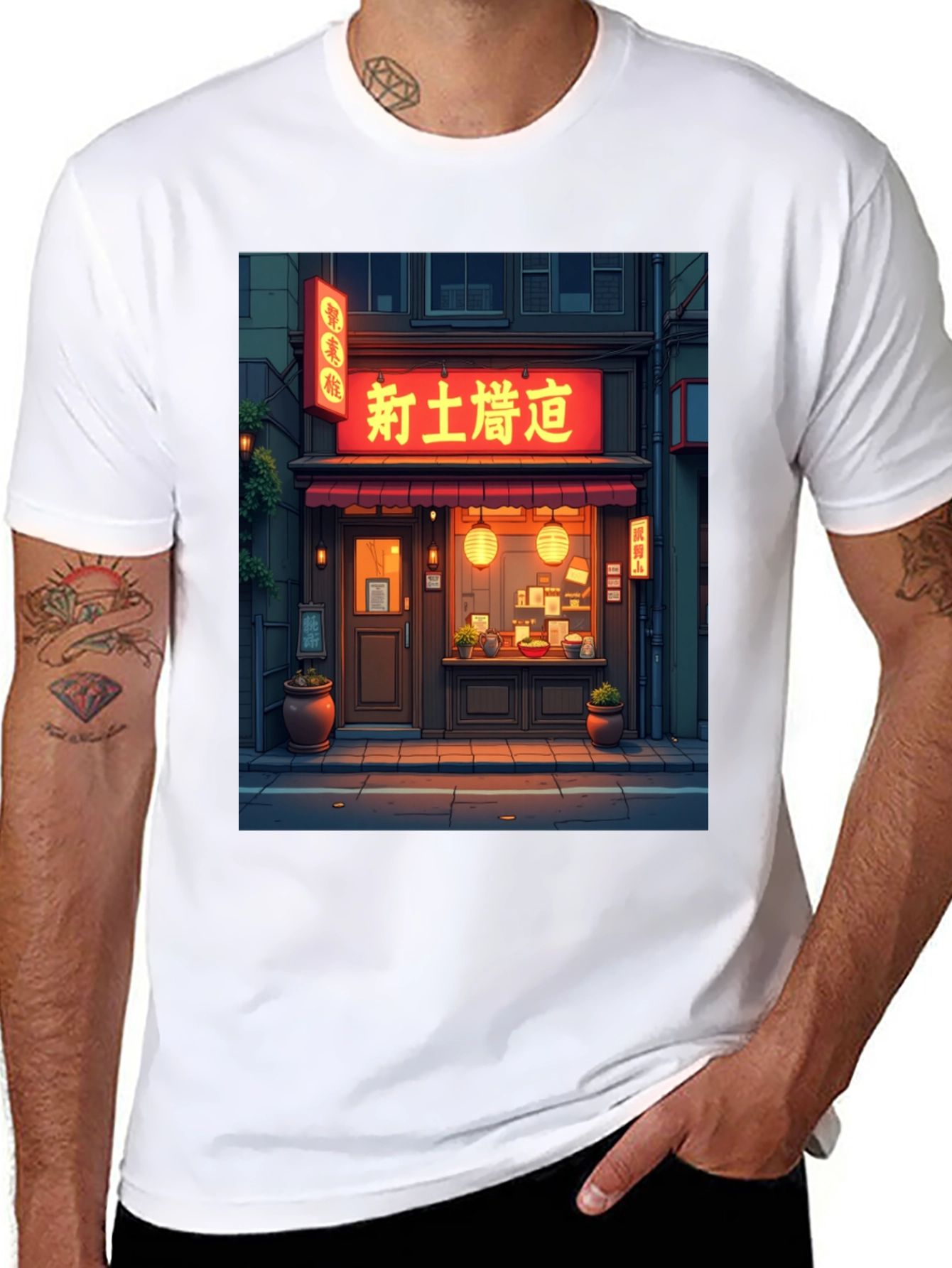 Black Japanese Ramen Shop Graphic Tee view 8