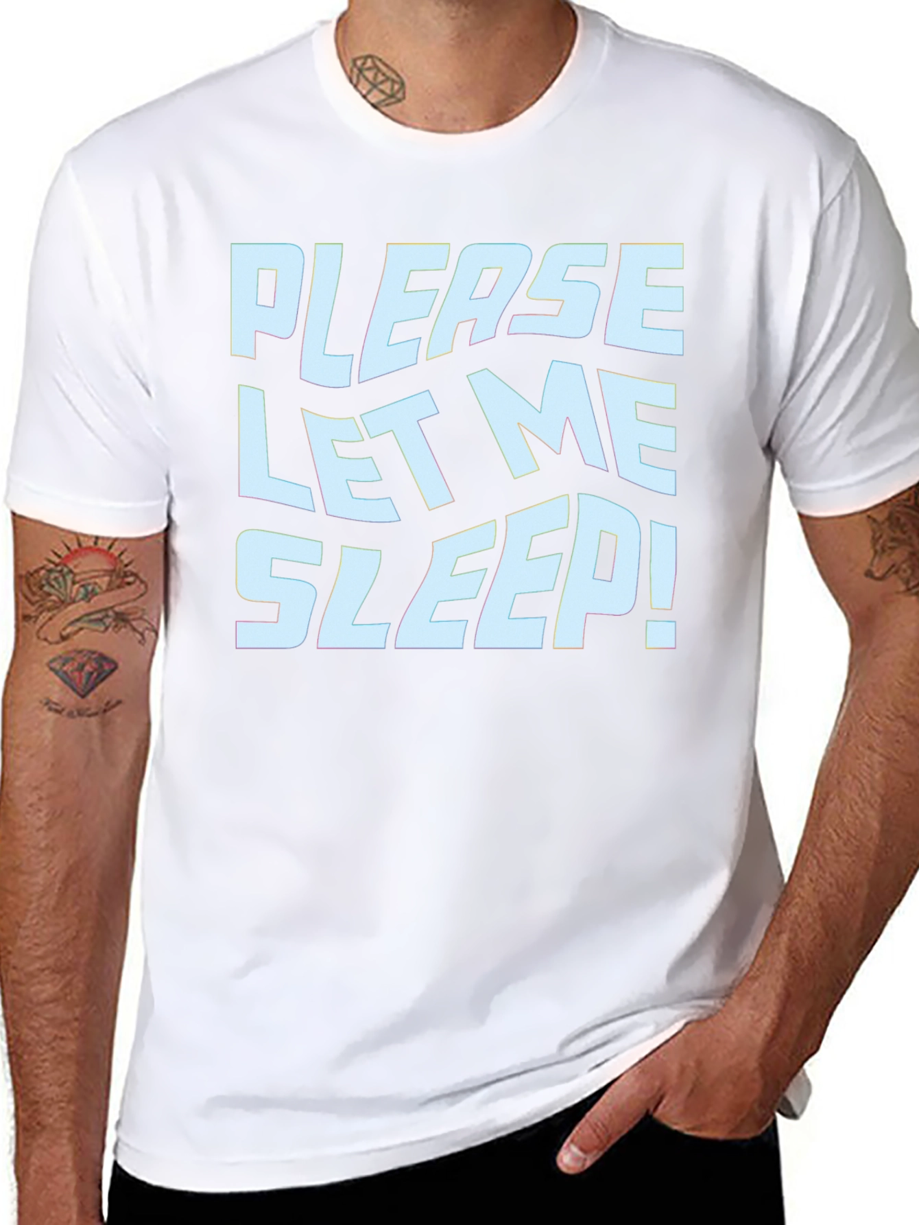 Black Funny 'Please Let Me Sleep!' Graphic Tee view 8