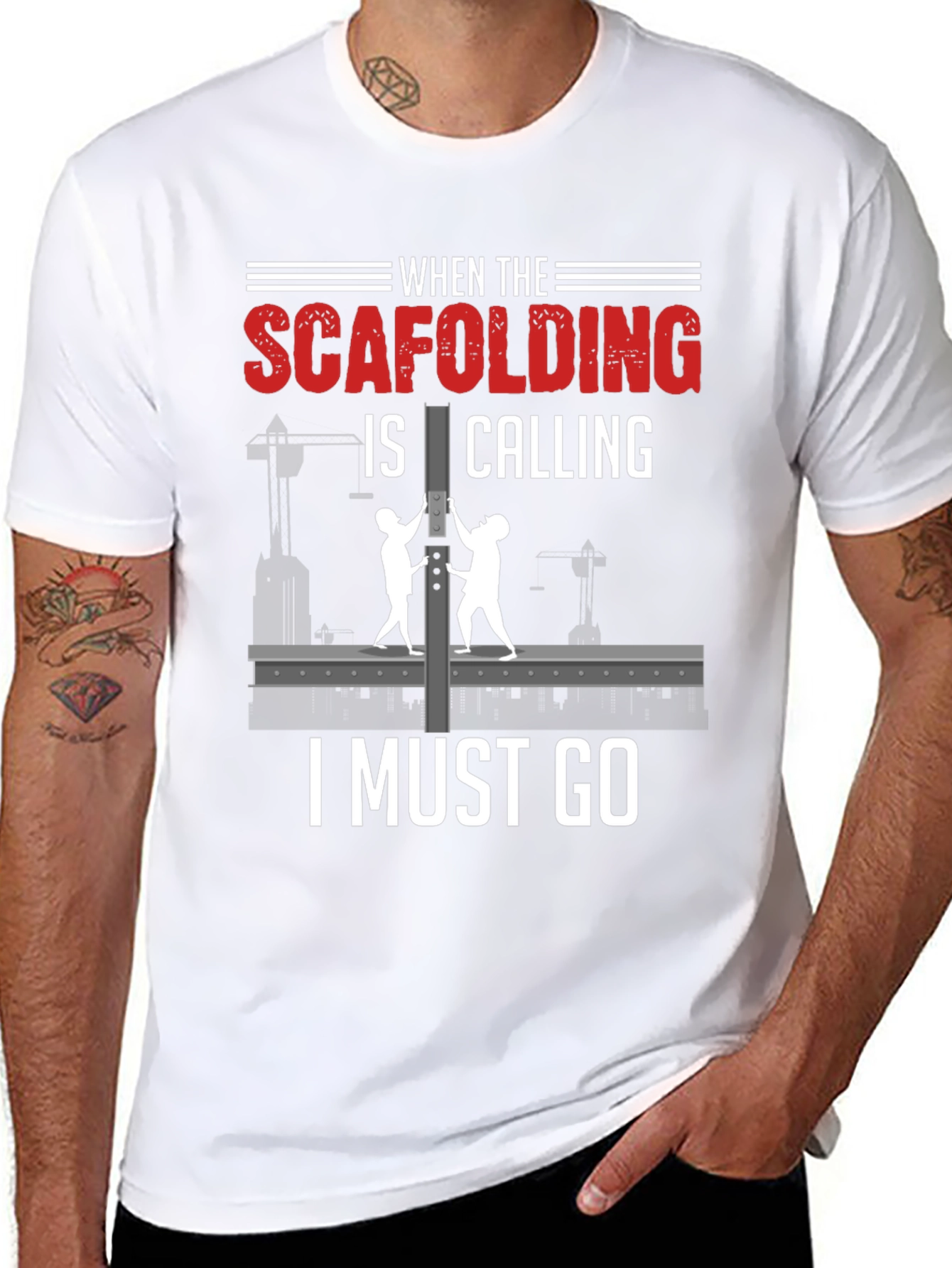 Black Scaffolding Calling T-Shirt - Construction Worker Gift view 8
