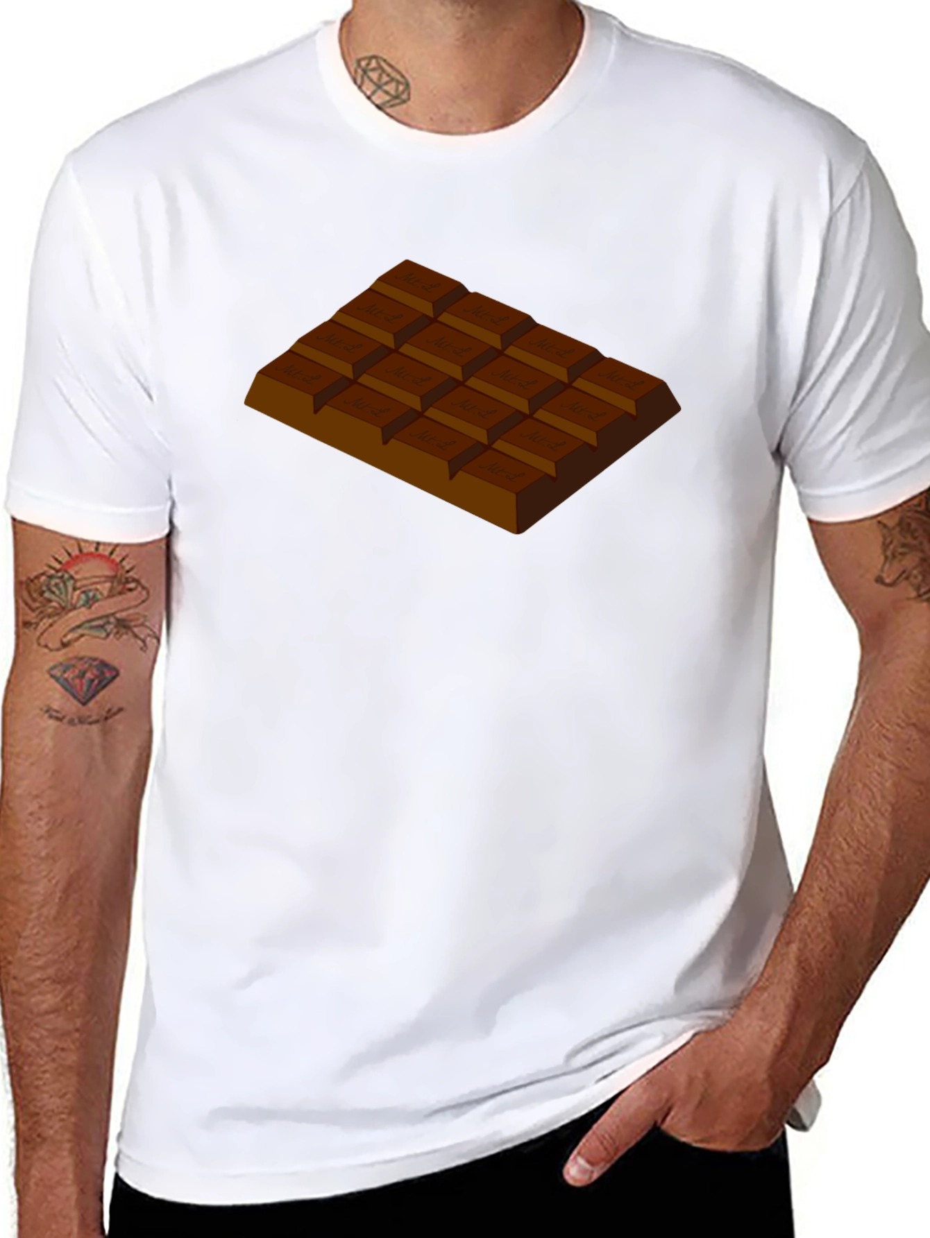 Black Chocolate Bar Graphic T-Shirt - Black Crew Neck Tee view 8