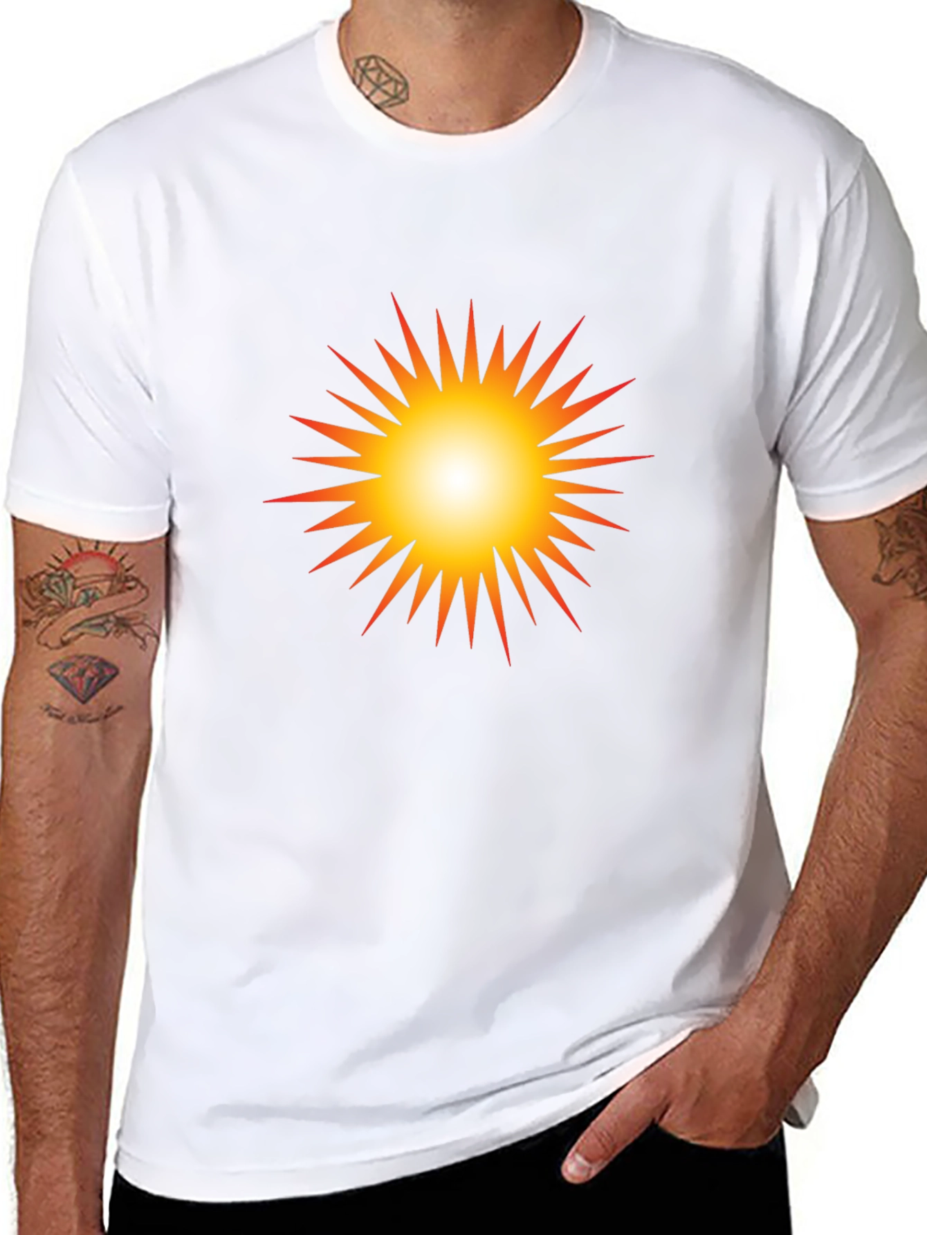 Black Radiant Sunburst Graphic Black T-Shirt view 8