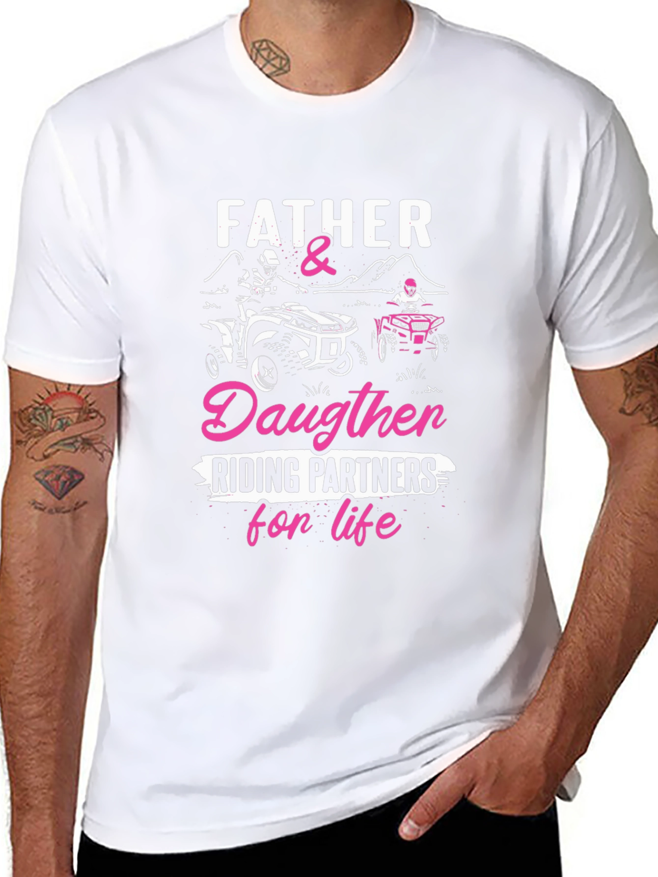 Black Father & Daughter Riding Partners T-Shirt view 8