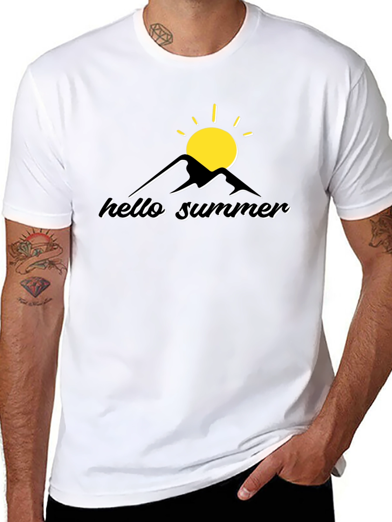 Black Hello Summer Graphic Tee - Black view 8