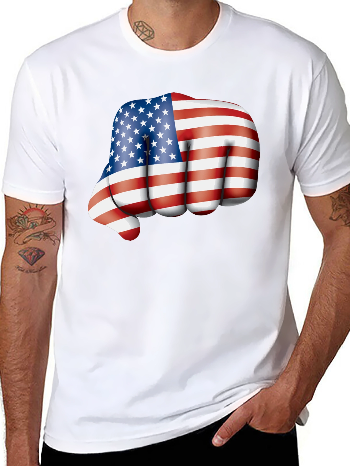Black Patriotic Fist Bump Graphic T-Shirt view 8