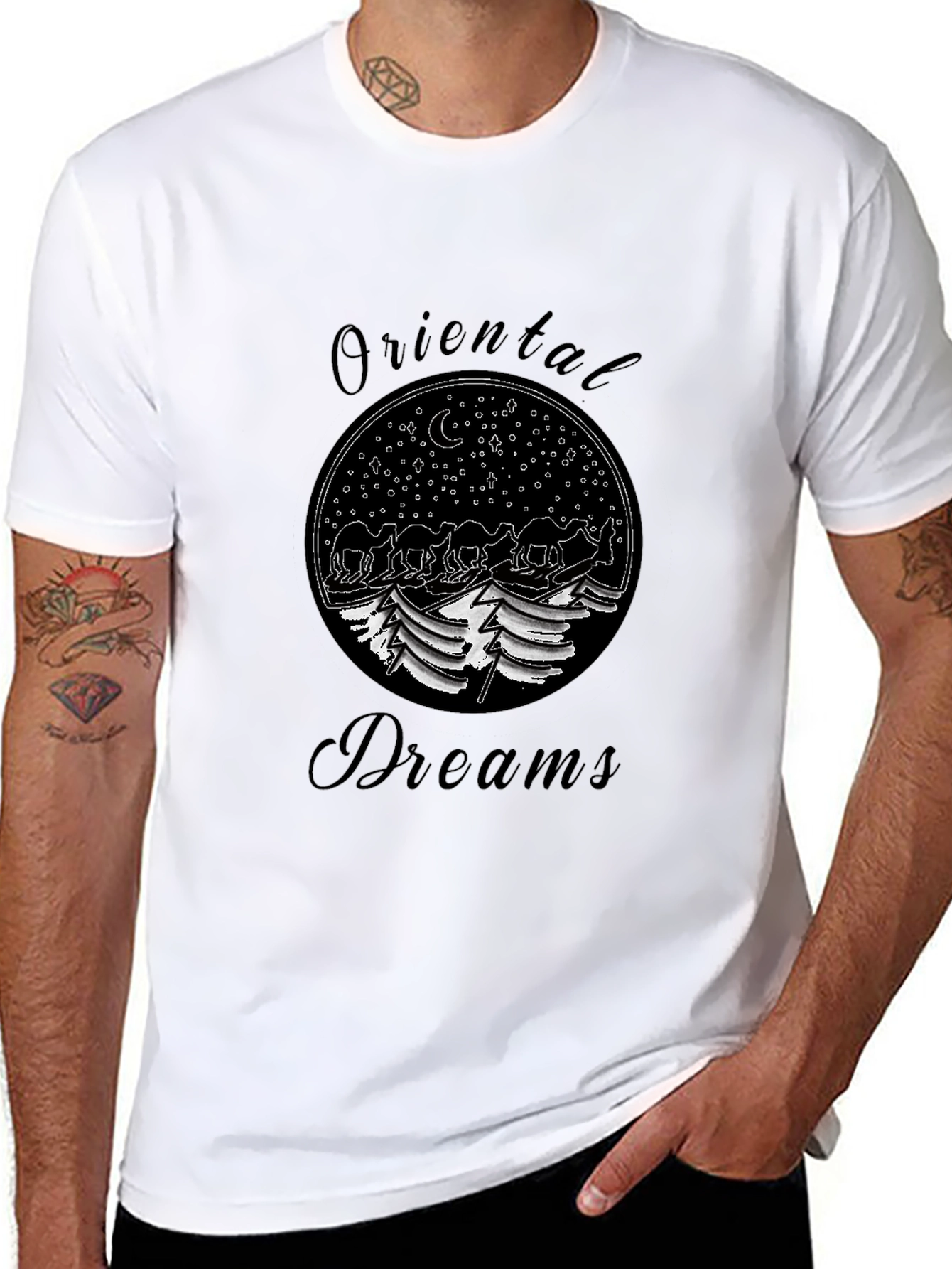 Black Oriental Dreams Graphic T-Shirt view 8