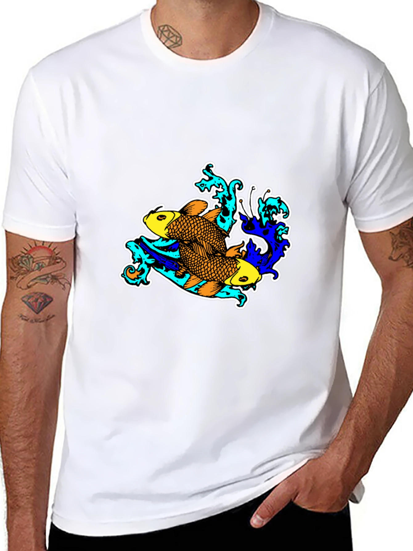 Black Koi Fish Graphic Black T-Shirt view 8