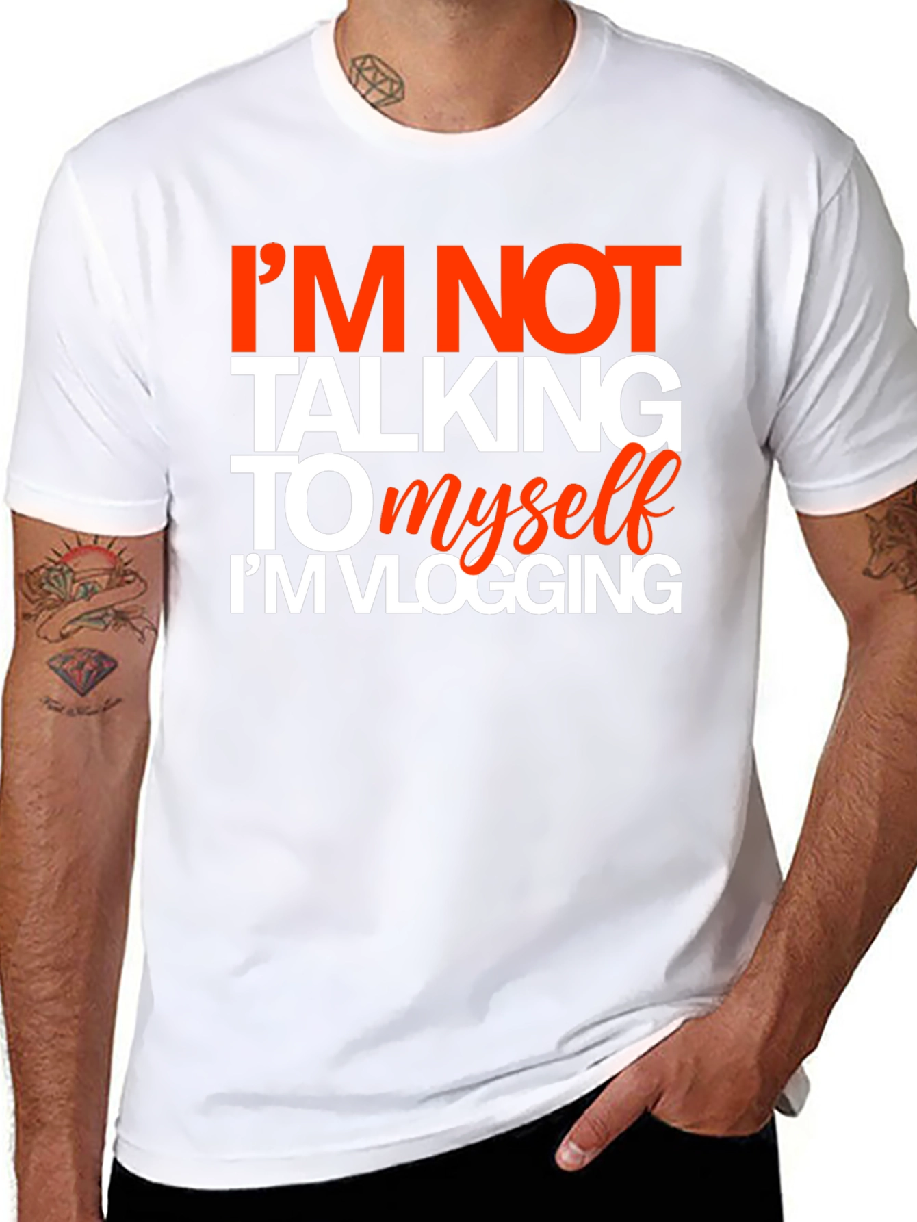 Black Funny Vlogging T-Shirt - I'm Not Talking To Myself view 8