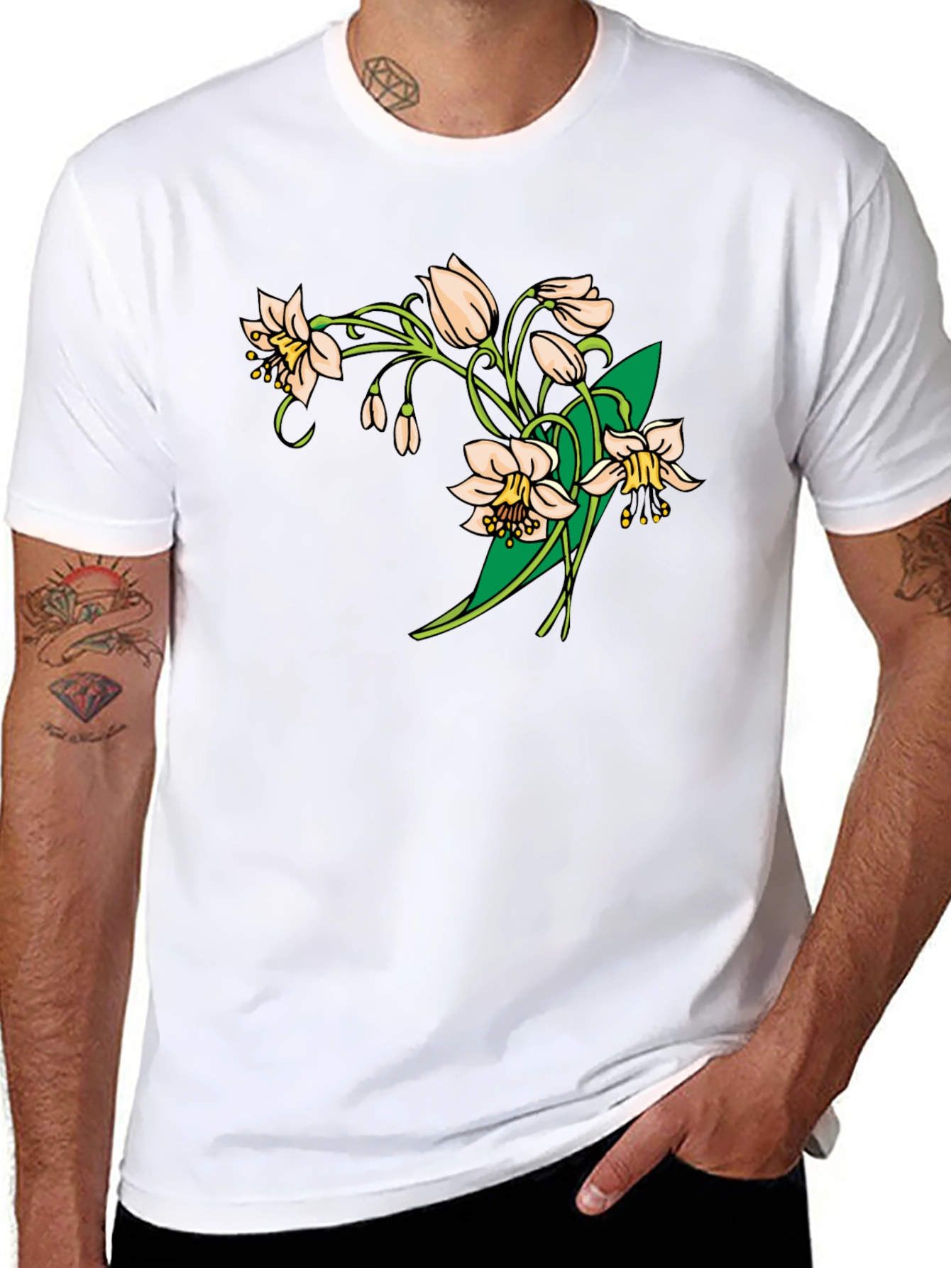 Black Floral Print Black T-Shirt - Stylish & Comfortable view 8