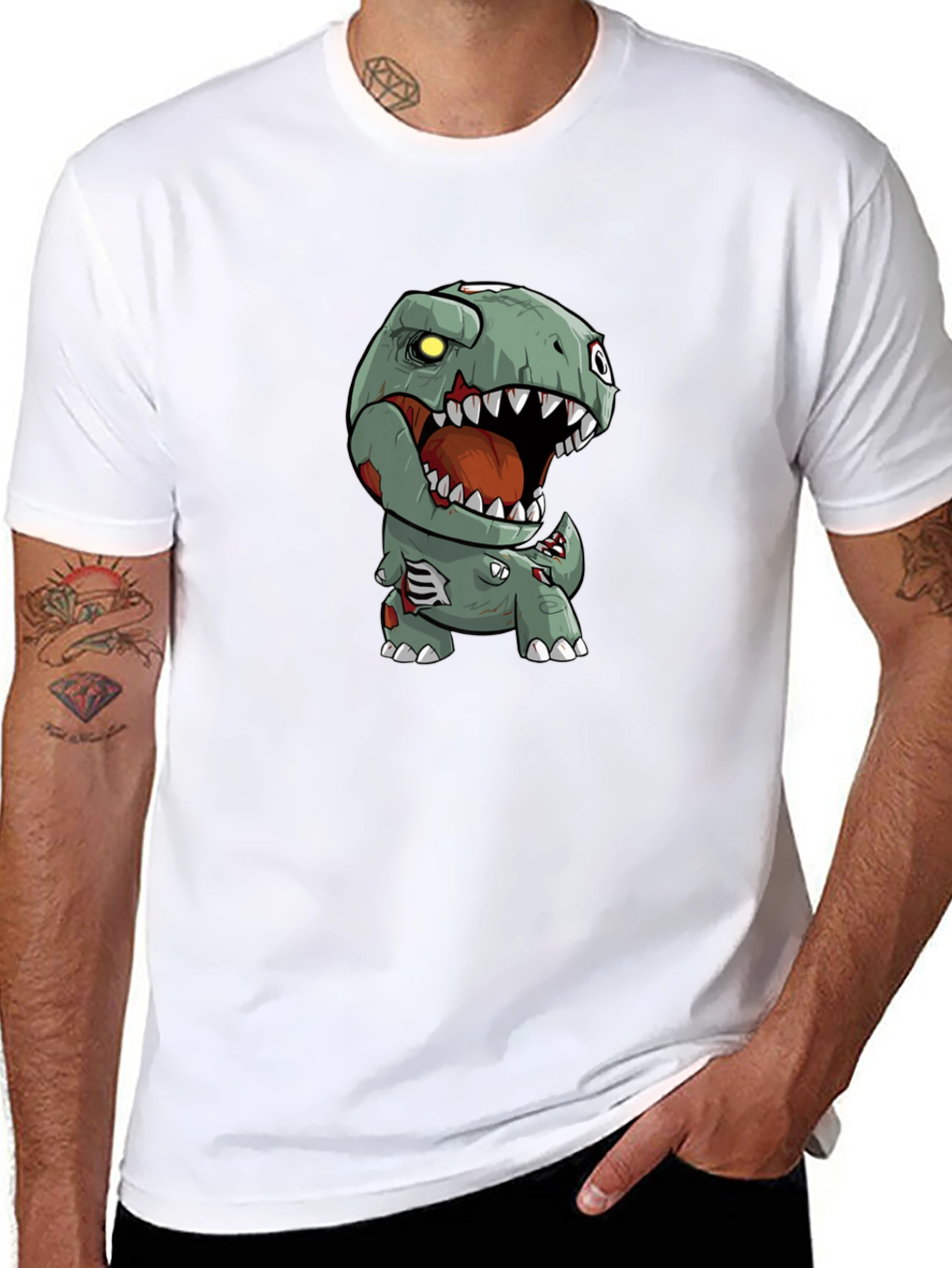 Black Zombie Dinosaur Graphic Tee view 8