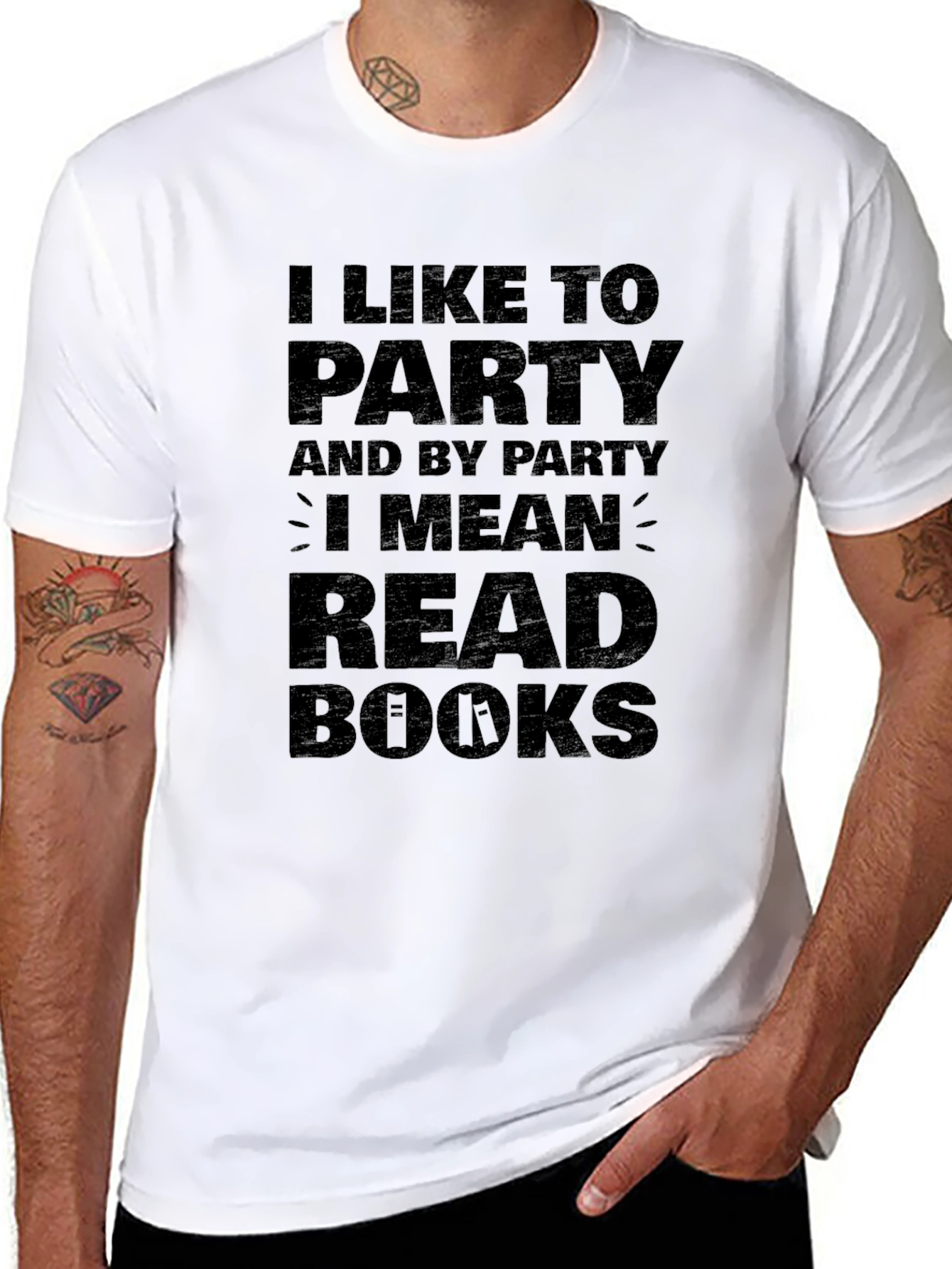 Black I Like To Party Read Books Black T-Shirt view 8