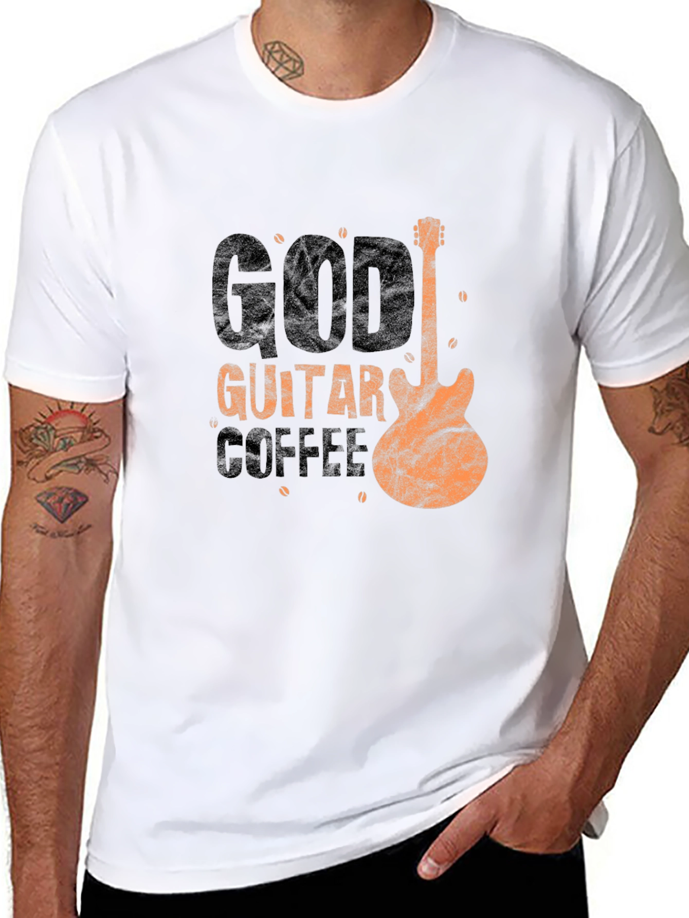 Black God Guitar Coffee T-Shirt - Music Lover Tee view 8